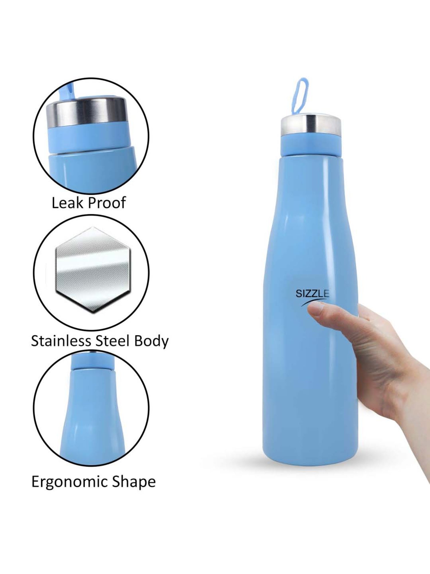 Sizzle Stainless Steel Fridge Water Bottle, Set Of 6, 1000 ml Bottle - Buy  Sizzle Stainless Steel Fridge Water Bottle, Set Of 6, 1000 ml Bottle Online  at Best Prices in India 