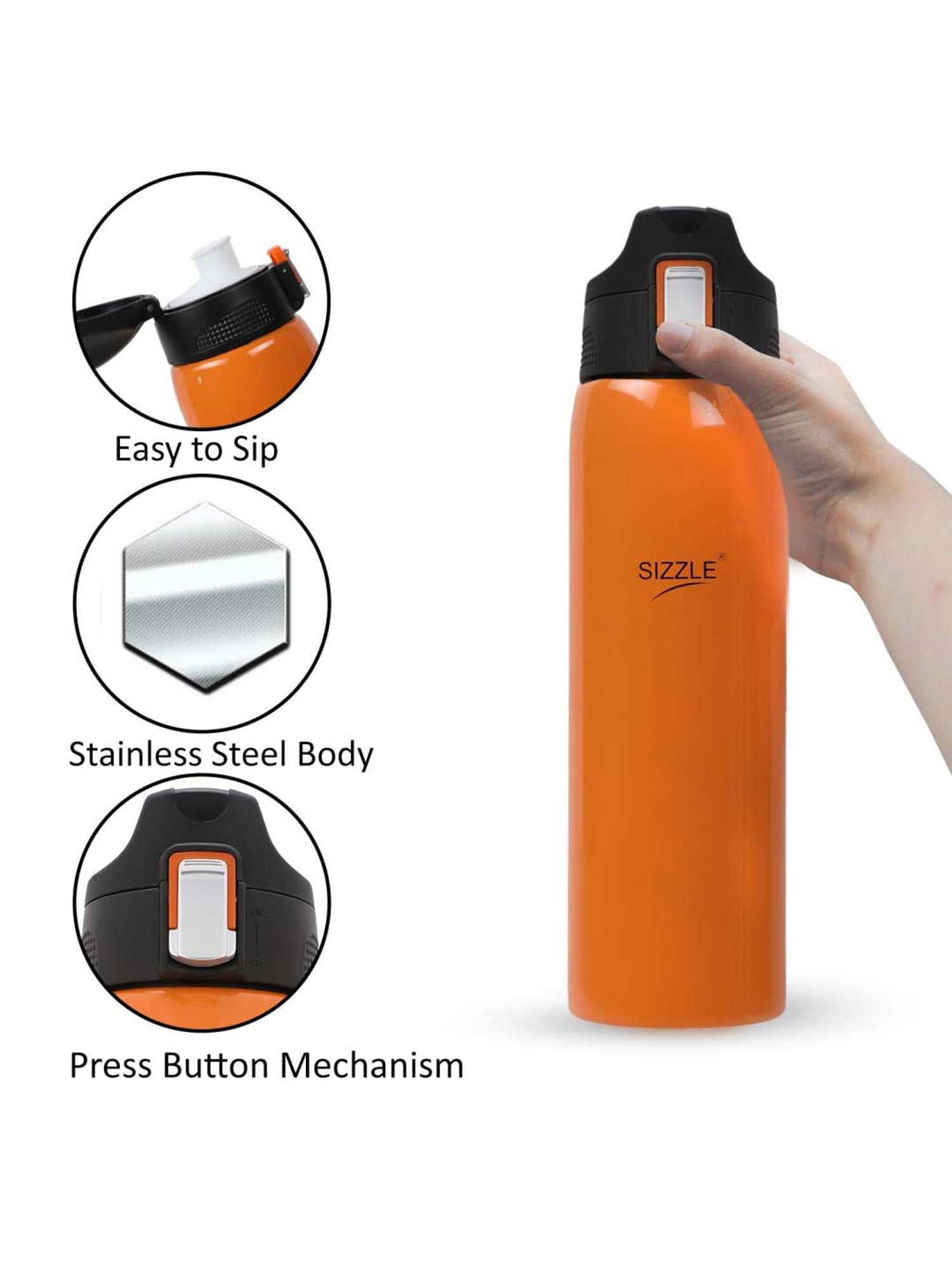 Sizzle Stainless Steel Fridge Water Bottle, Set Of 6, 1000 ml Bottle - Buy  Sizzle Stainless Steel Fridge Water Bottle, Set Of 6, 1000 ml Bottle Online  at Best Prices in India 