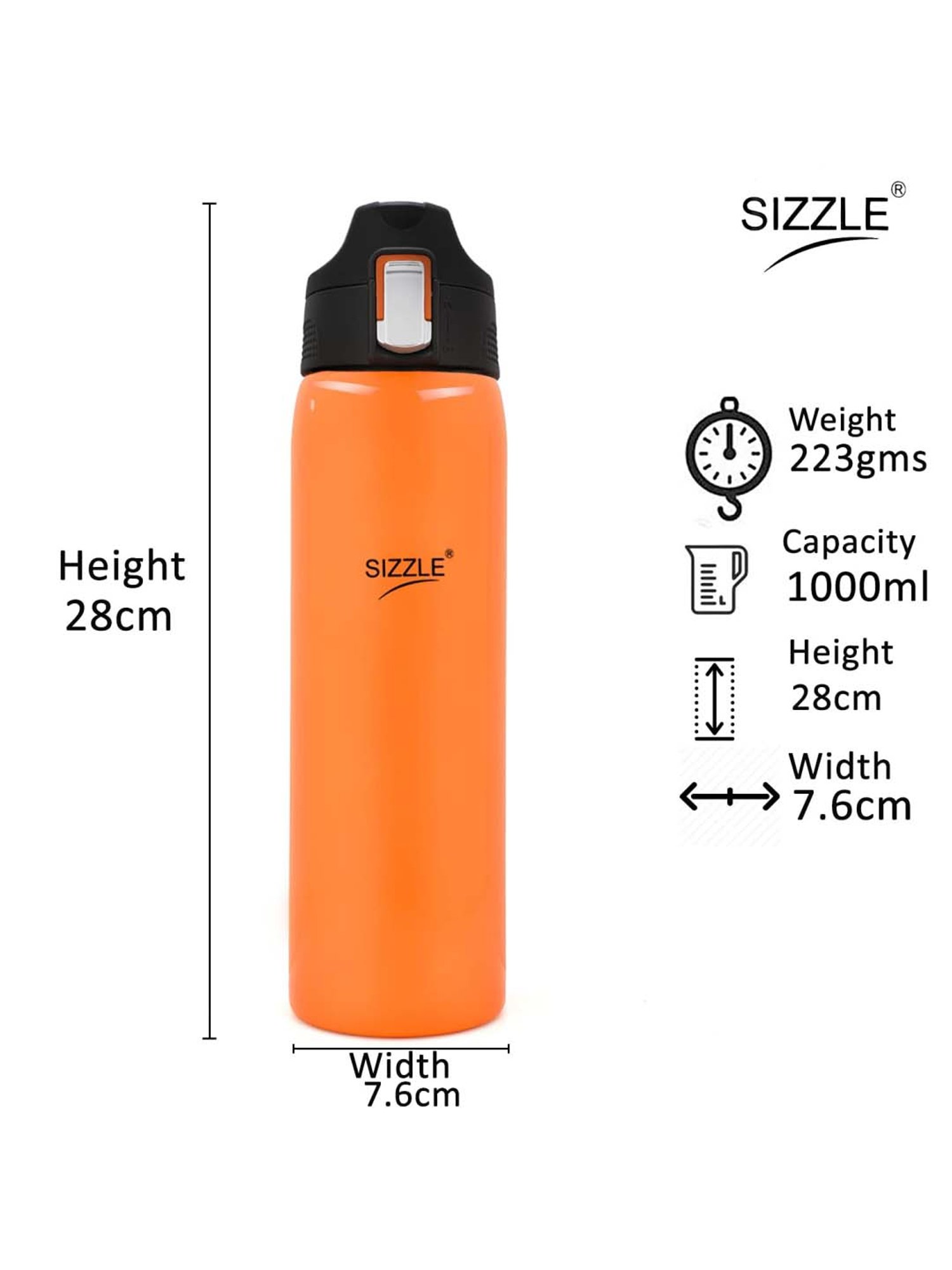 Sizzle Stainless Steel Fridge Water Bottle, Set Of 6, 1000 ml Bottle - Buy  Sizzle Stainless Steel Fridge Water Bottle, Set Of 6, 1000 ml Bottle Online  at Best Prices in India 