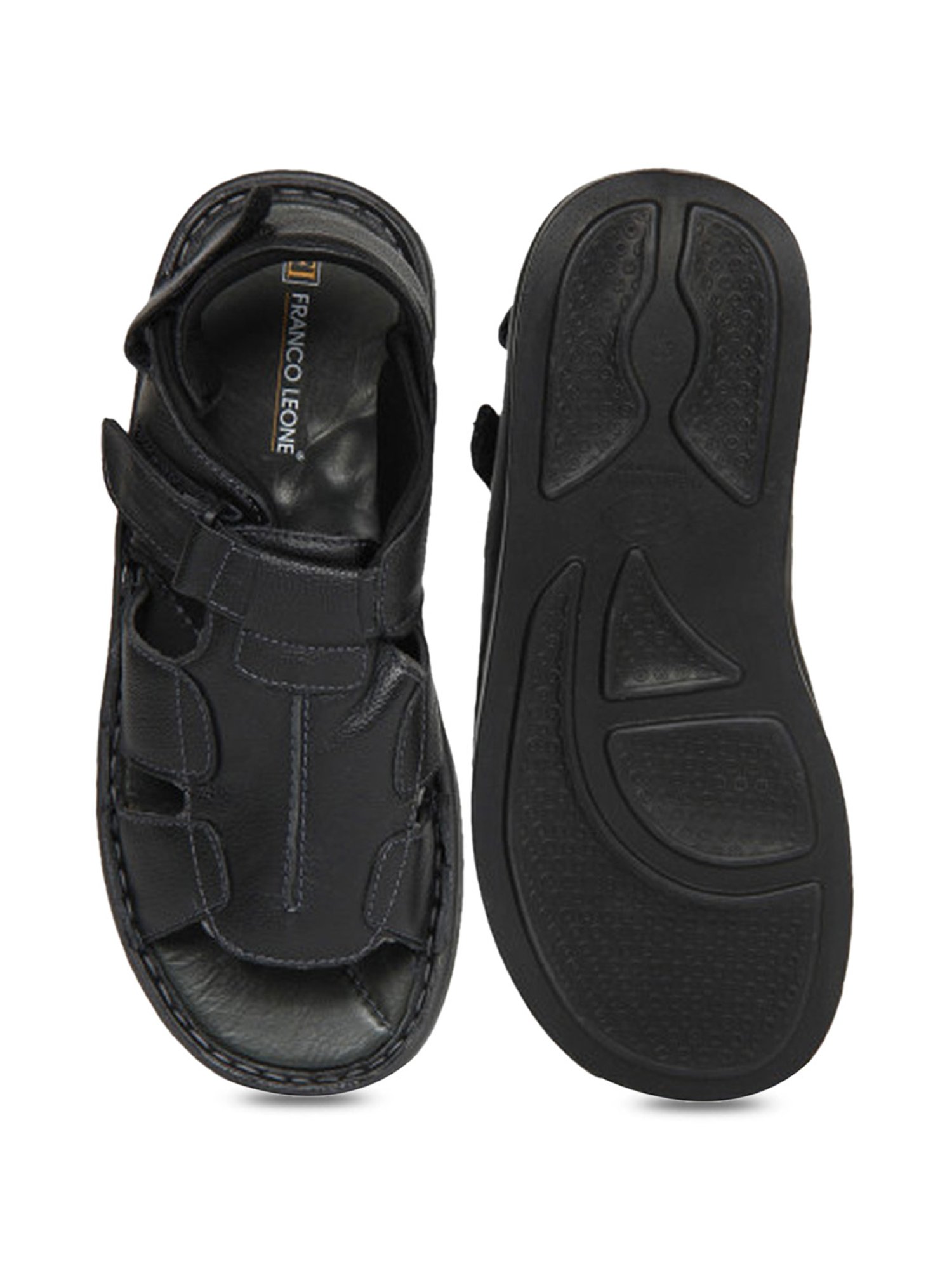 Buy Franco Leone Men Black Leather Sandals - Sandals for Men 137146 | Myntra