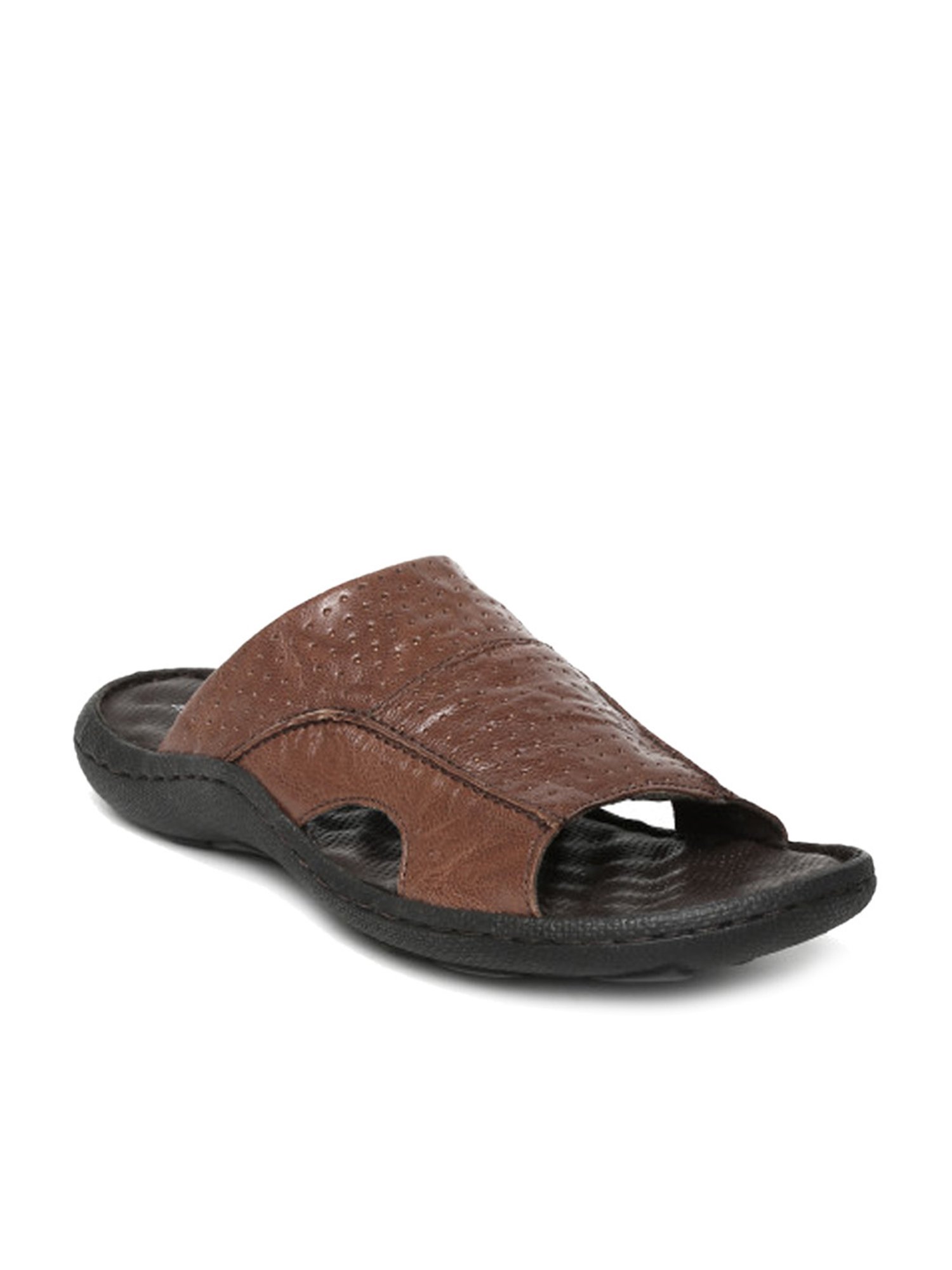 Buy FRANCO LEONE Black Mens Leather Velcro Closure Sandals | Shoppers Stop