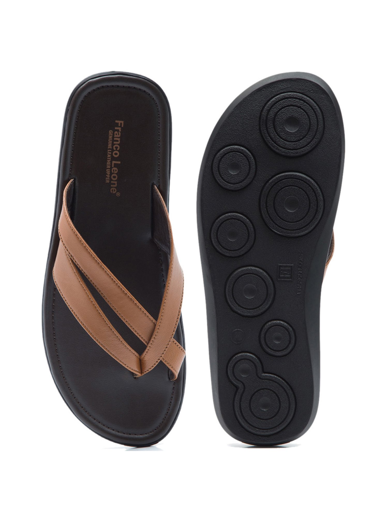 Buy FRANCO LEONE Tan Mens Leather Slipon Chappal | Shoppers Stop