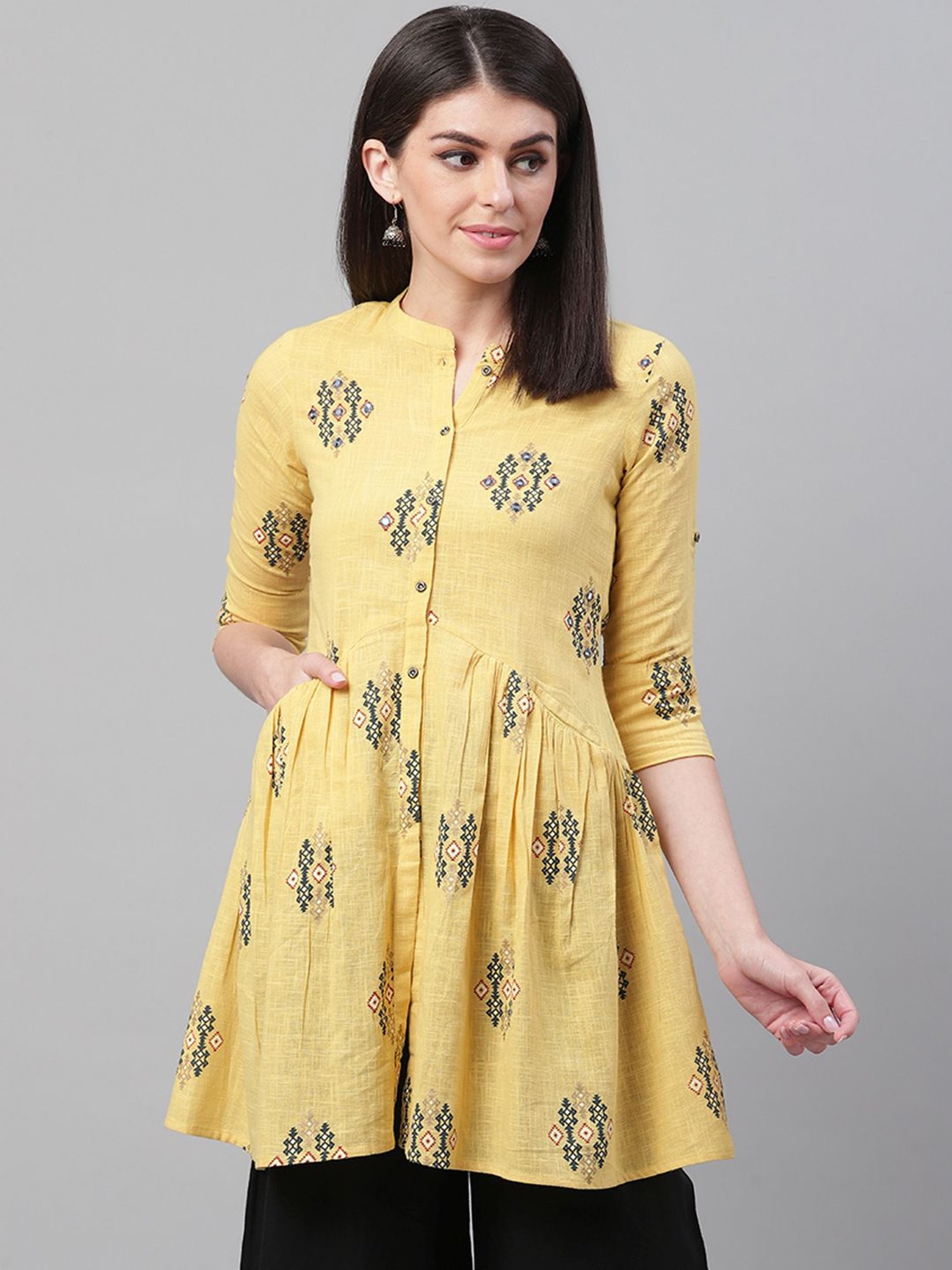 HANSIKA BY DEECEE BRAND PRESENTS HEAVY DEBBY SELF LINING FULL FLAIRED LONG  KURTI WITH EMBROIDERY AND HANDWORK ON NECK AND 3/4 SLEEVE - WHOLESALER AND  DEALER