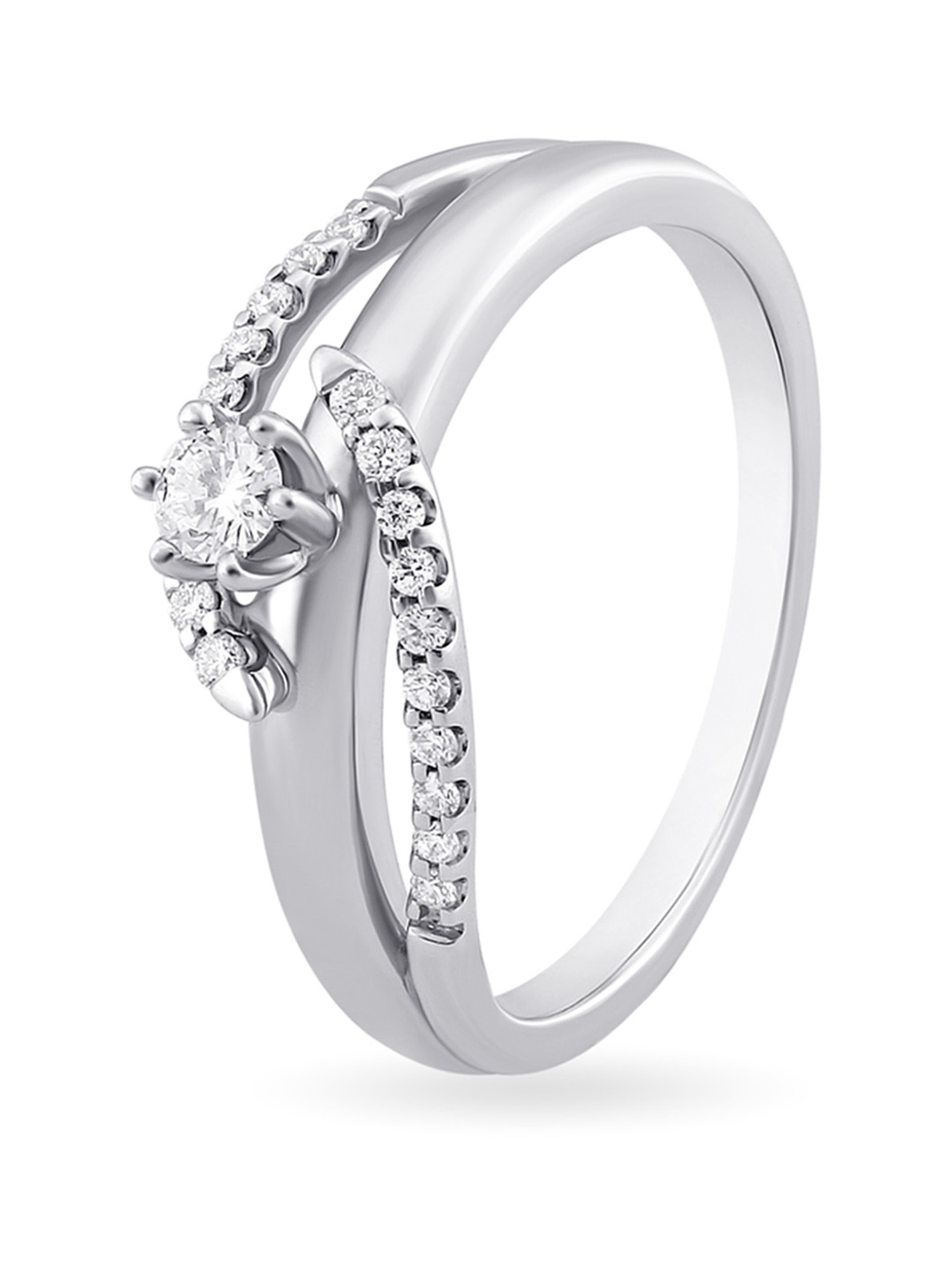 Diamond Engagement Ring Set, White Gold Flower Ring ADLR211S