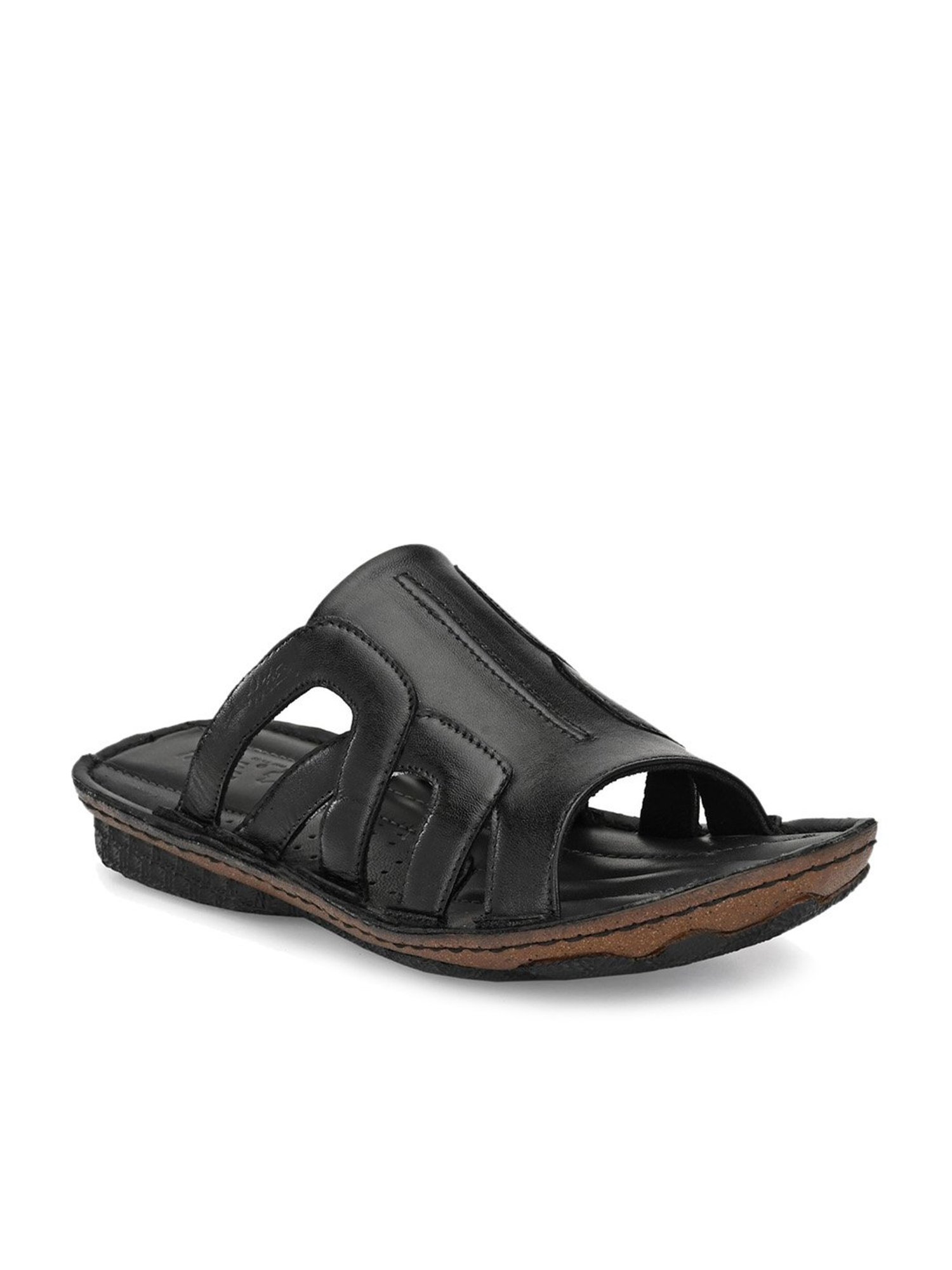 Buy HITZ Black Leather Sandals for Men Online at Lowest Price Ever in India  | Check Reviews & Ratings - Shop The World