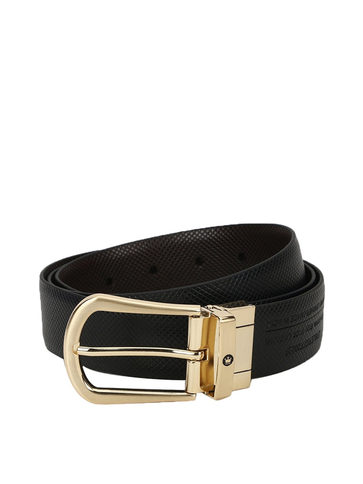 Louis Philippe Black Leather Reversible Belt for Men