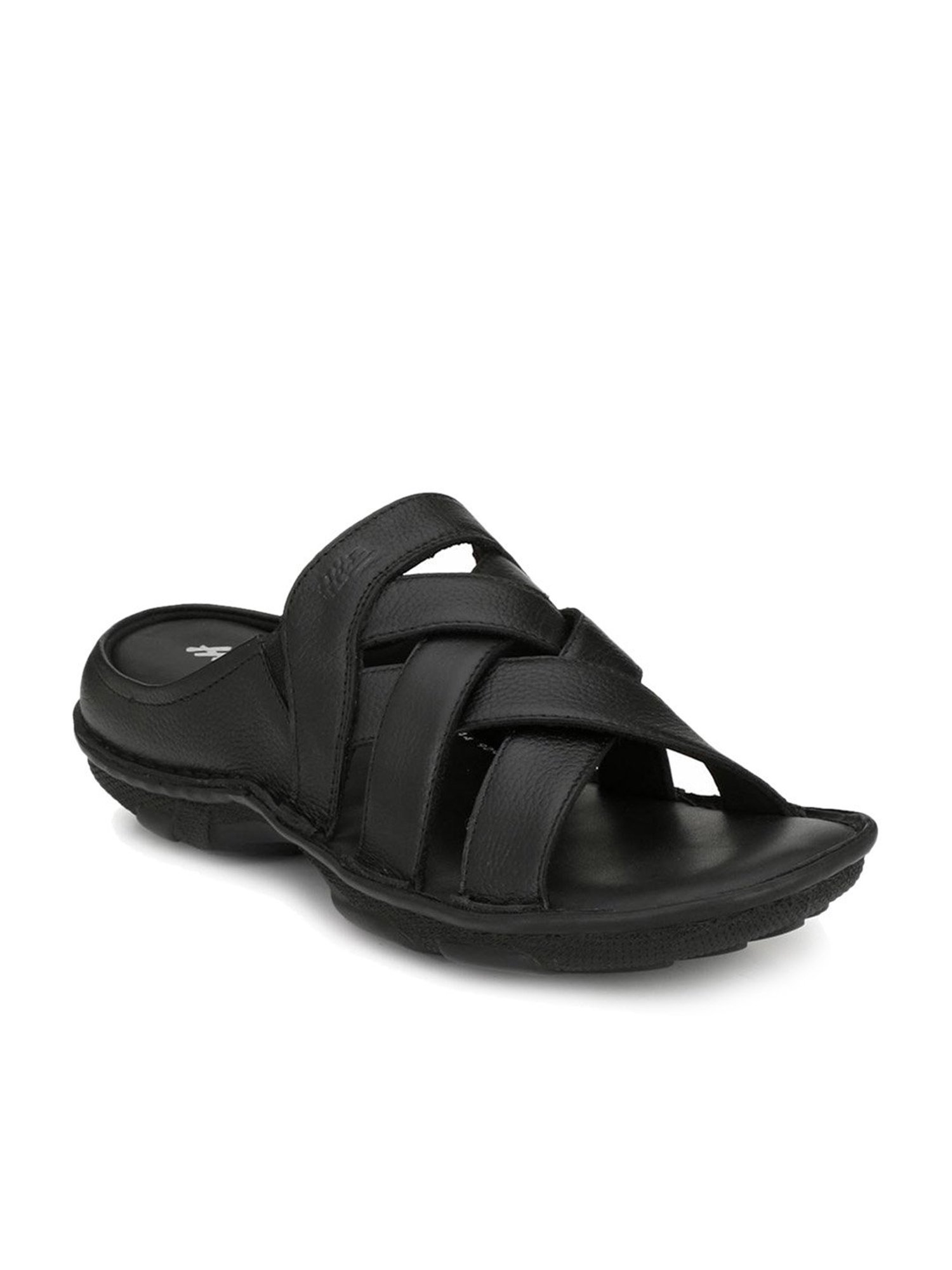 Hitz Men's Black Leather Comfort Sandals with Velcro Closure – Hitz Shoes  Online