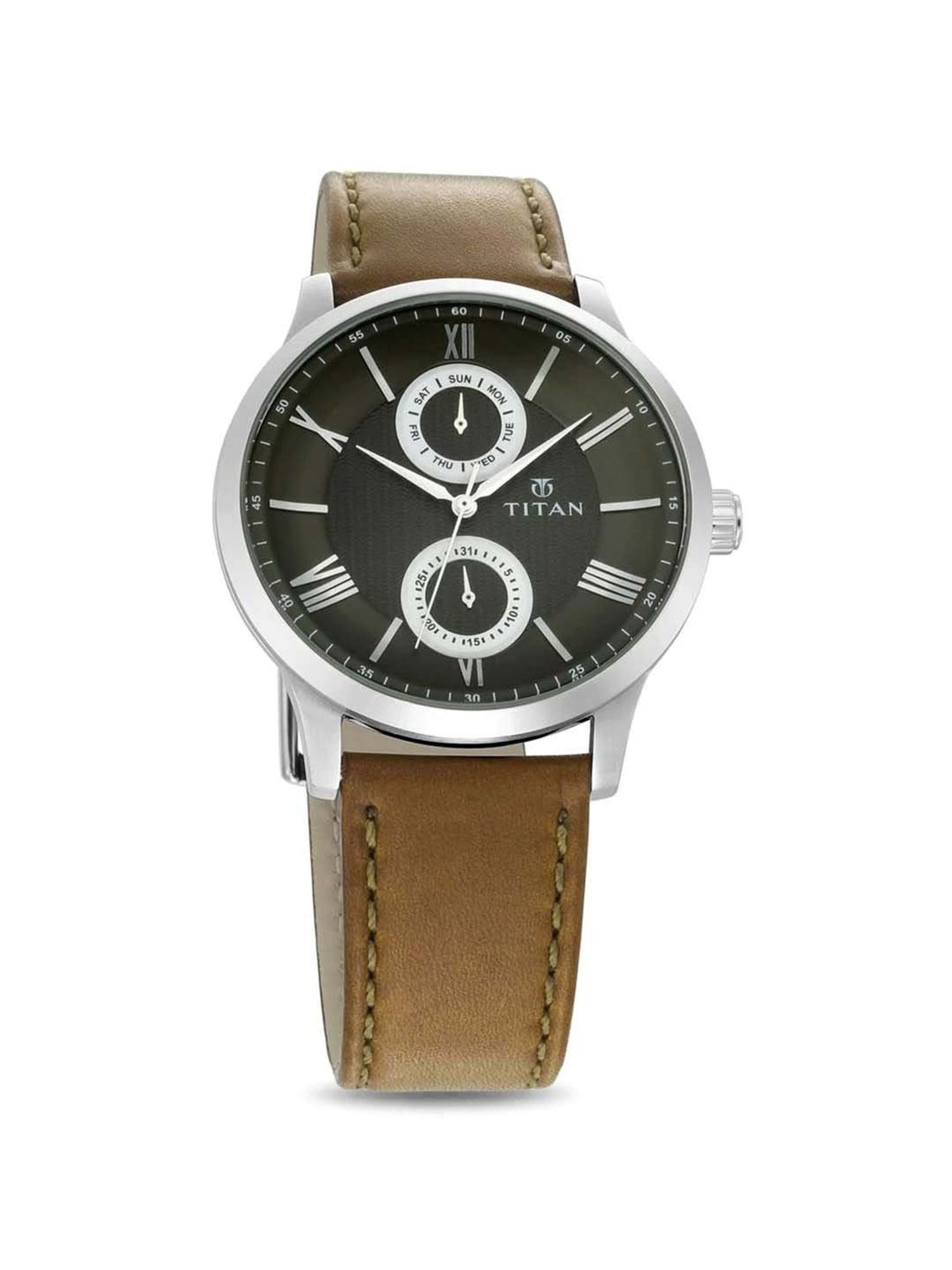 Titan leather hot sale watch price