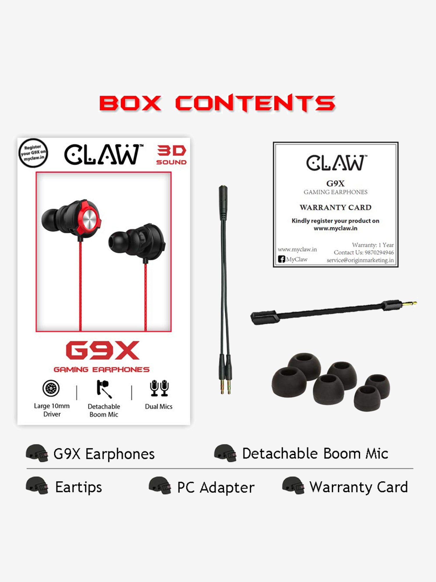 Buy Claw G9x Wired Gaming Earphone With Mic Red Online At Best Prices Tata Cliq