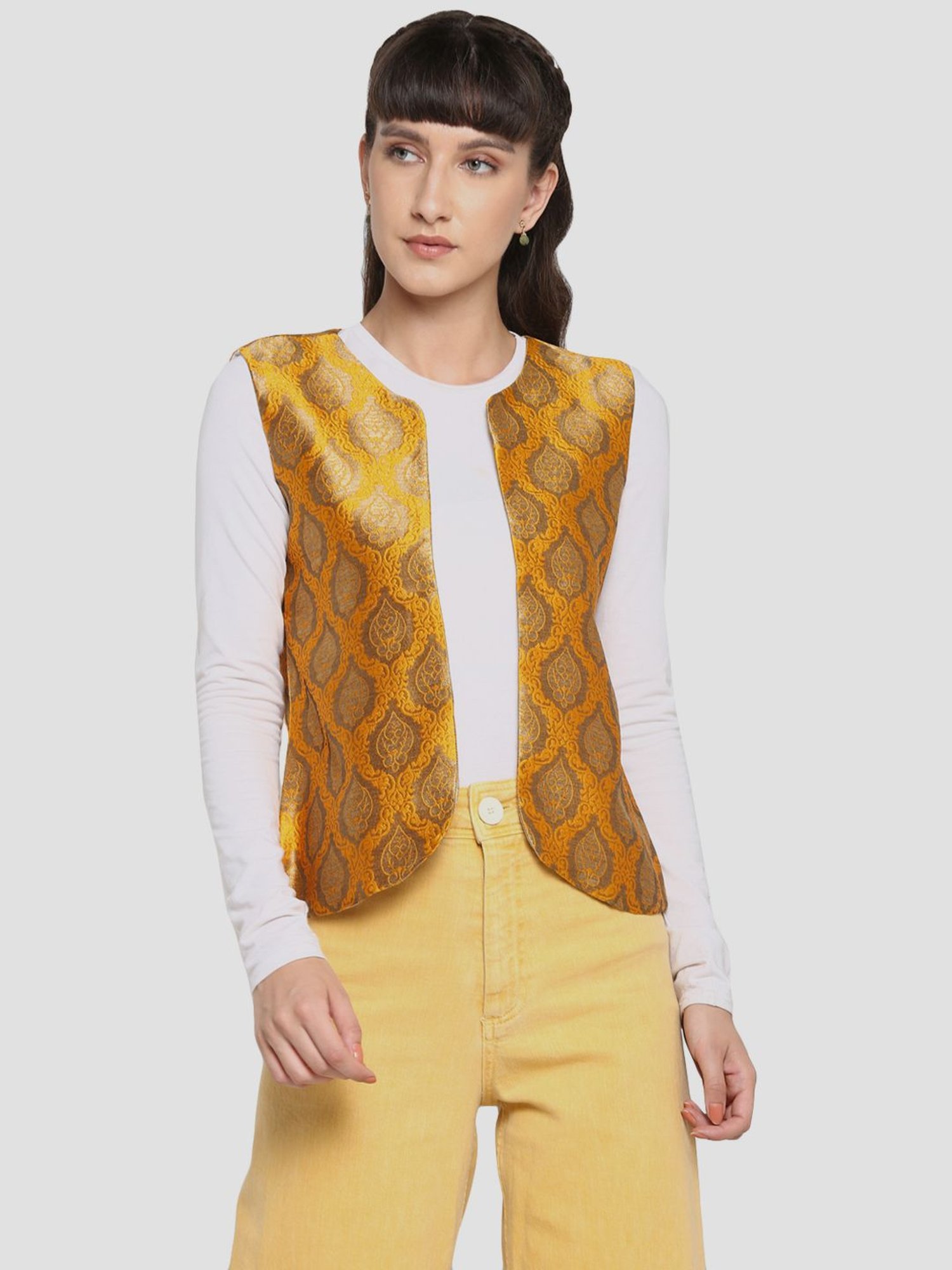 Yellow hot sale ethnic jacket