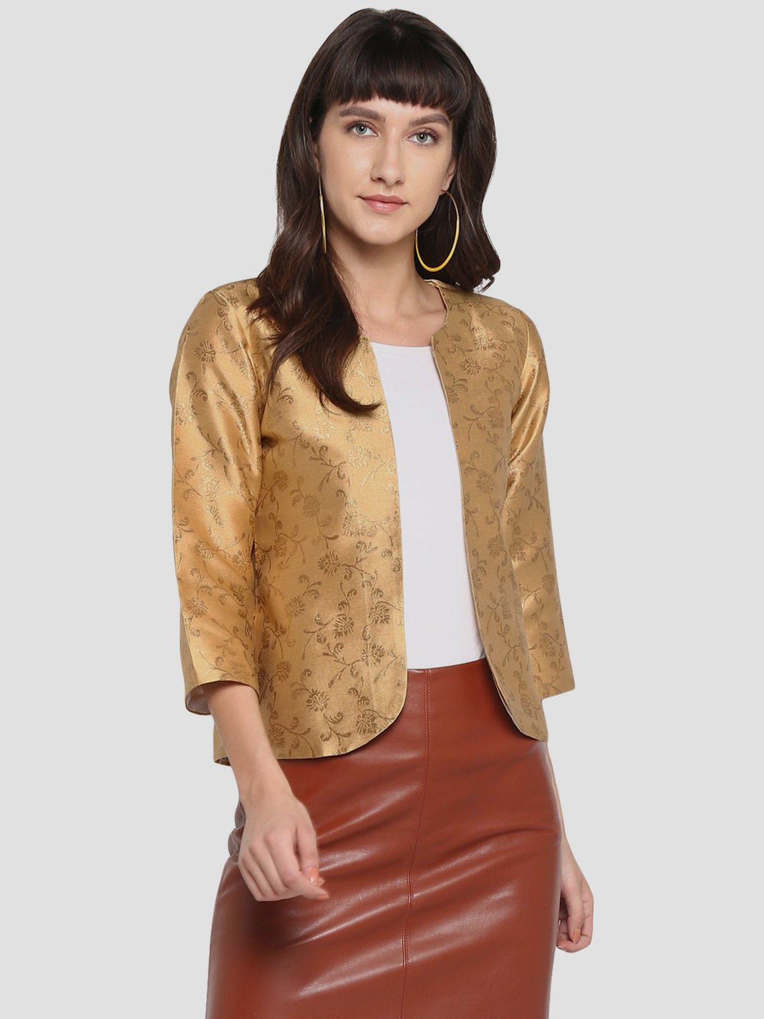 Buy Designer Golden Banarsi Brocade Silk Sleeveless Nehru Jacket for Men at  Amazon.in