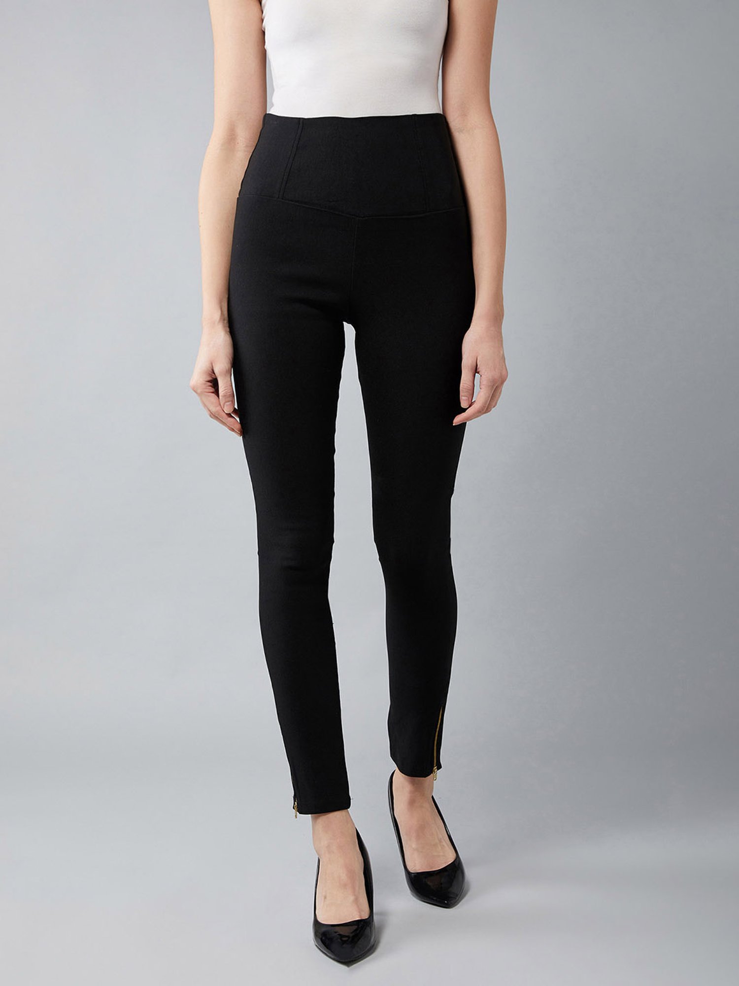 Buy DOLCE CRUDO Black Slim Fit Treggings for Women Online @ Tata CLiQ