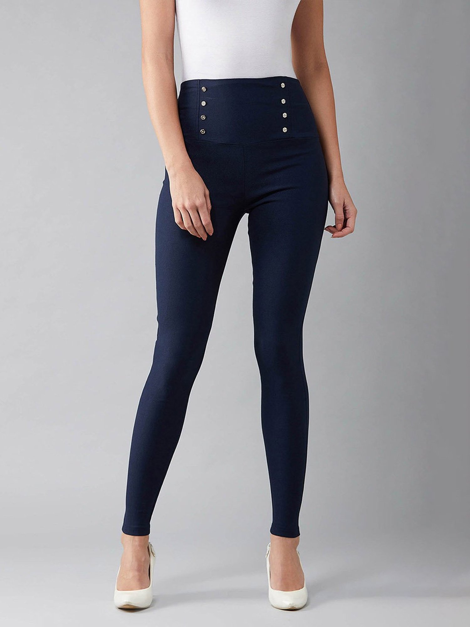 Buy DOLCE CRUDO Navy Slim Fit Treggings for Women Online @ Tata CLiQ