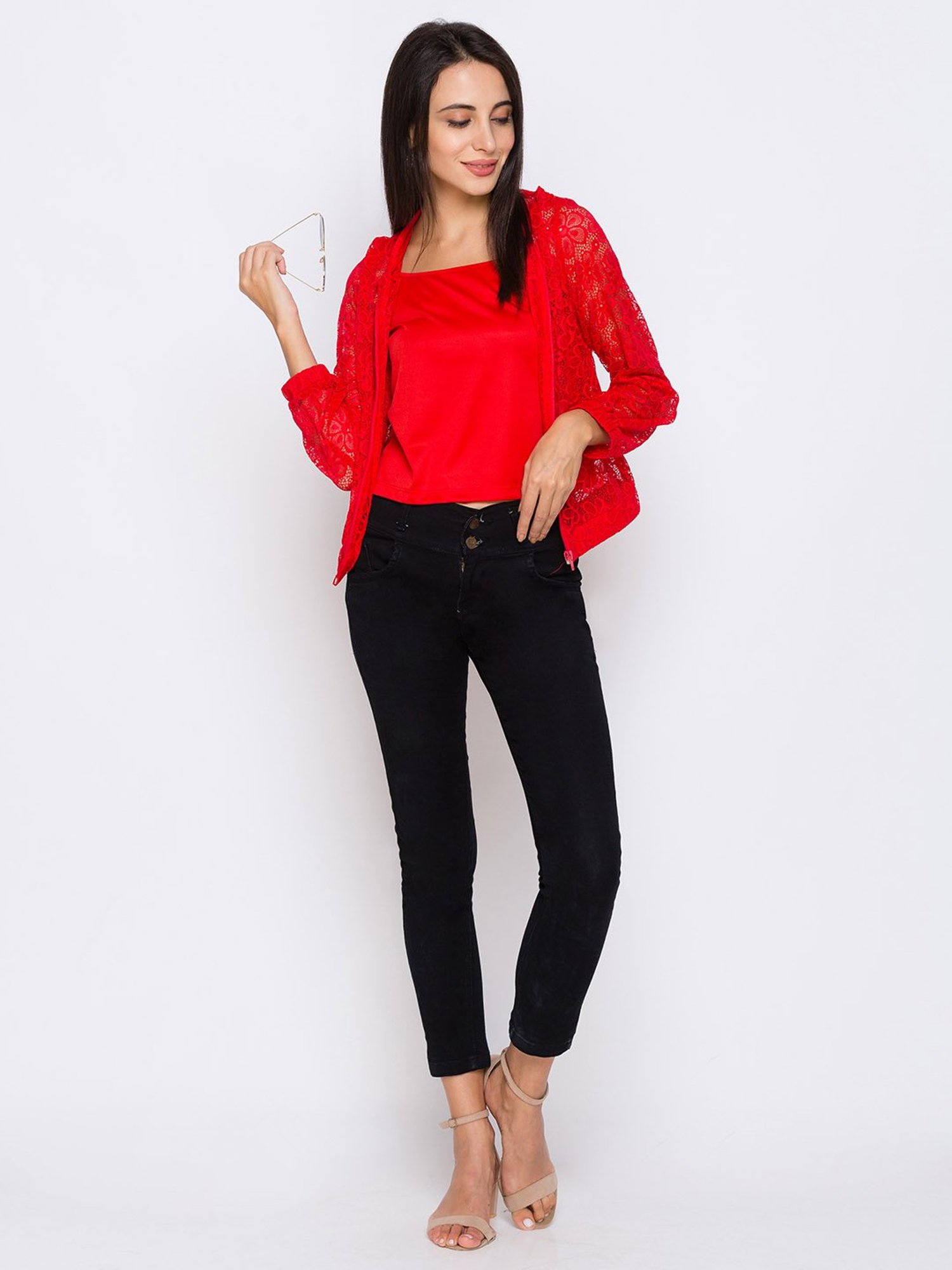 Buy Globus Red Lace Jacket for Women Online @ Tata CLiQ
