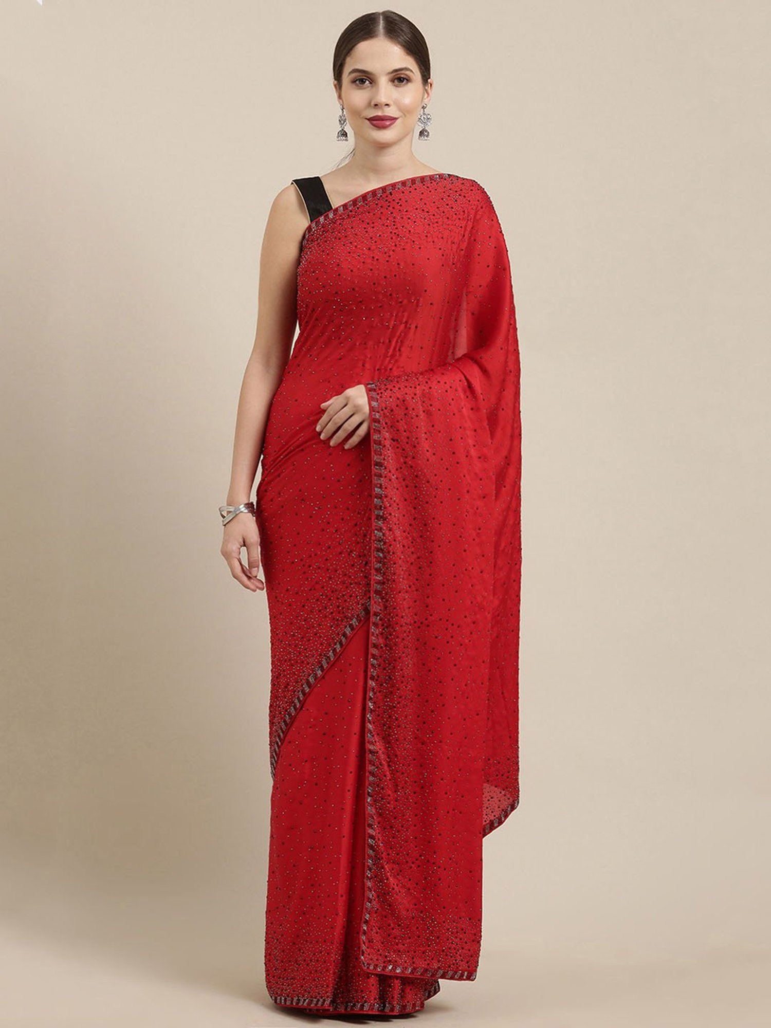 Buy online Women's Printed Red Colored Saree With Blouse from ethnic wear  for Women by Soch for ₹3899 at 35% off | 2024 Limeroad.com