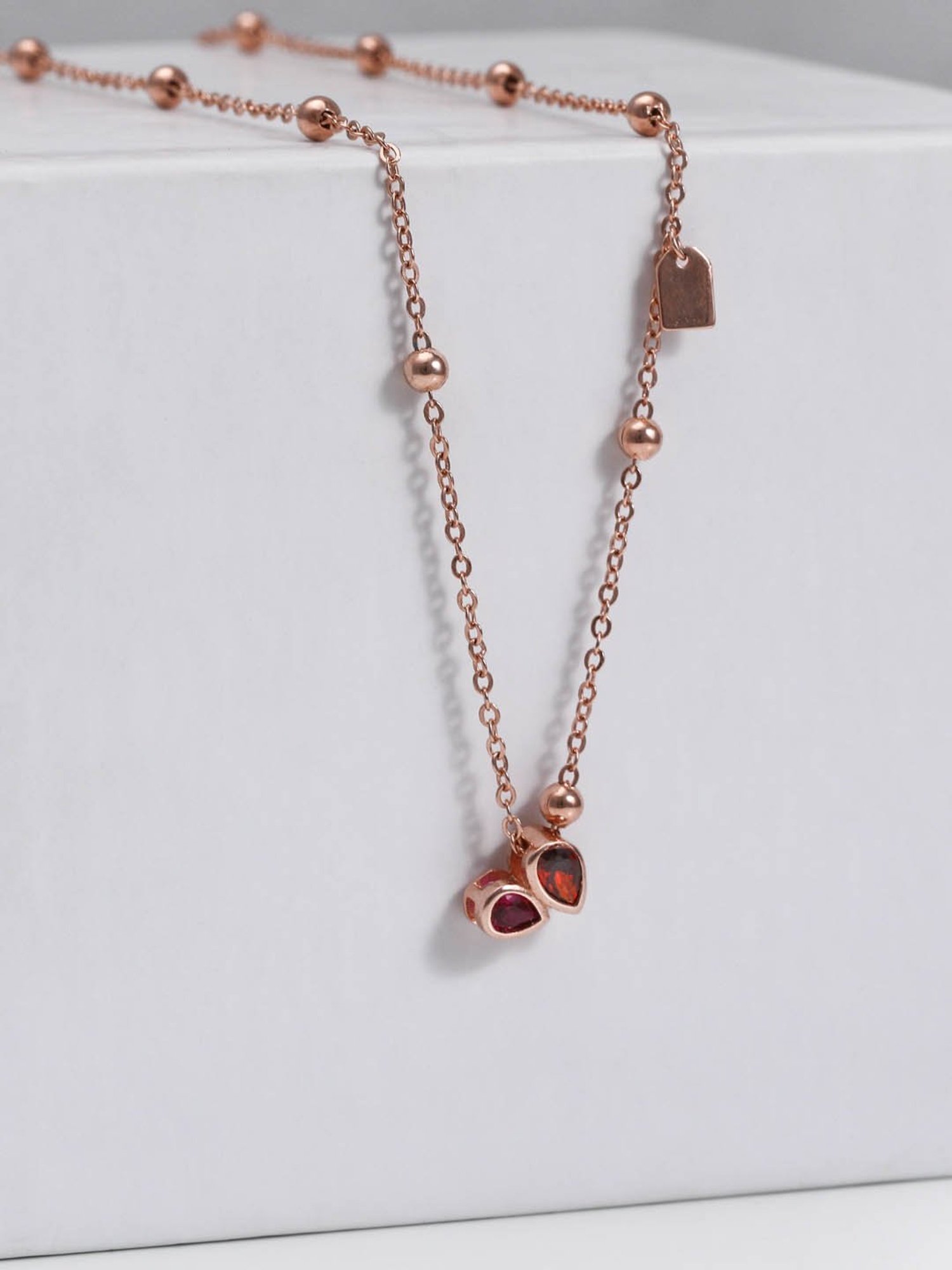 GIVA Love is Everywhere 92.5 Sterling Silver Enamel You and Me Rose Gold Necklace