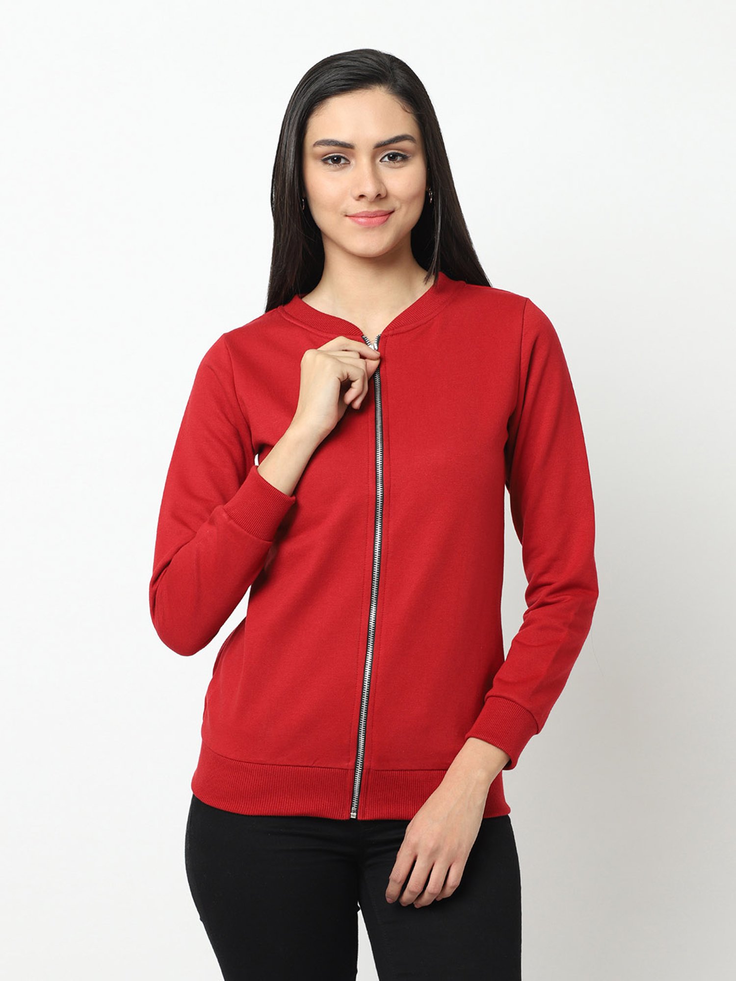 Buy NEUDIS Red Full Sleeves Bomber Jacket for Women's Online