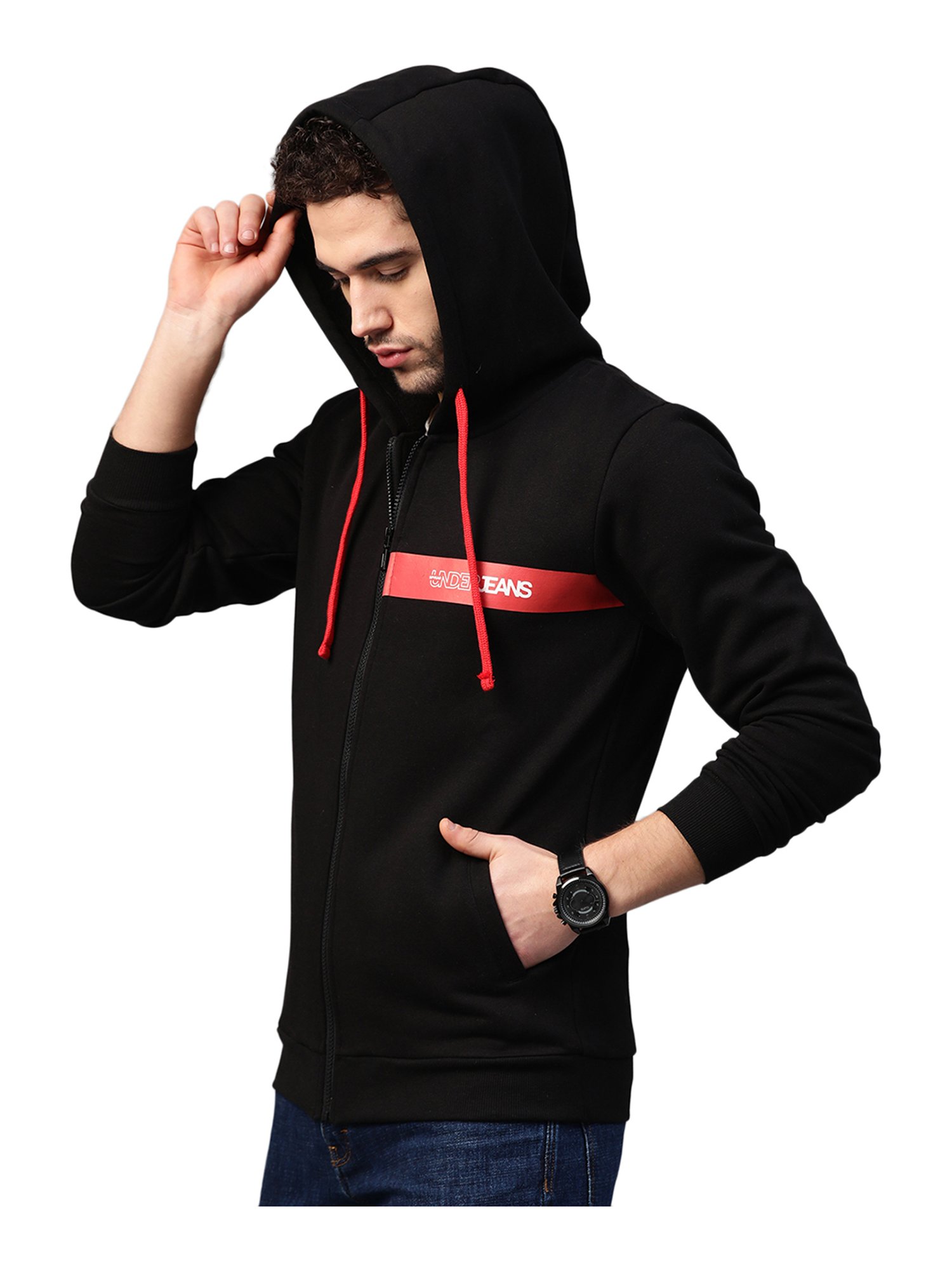 Buy Spykar Black Hooded Sweatshirt for 