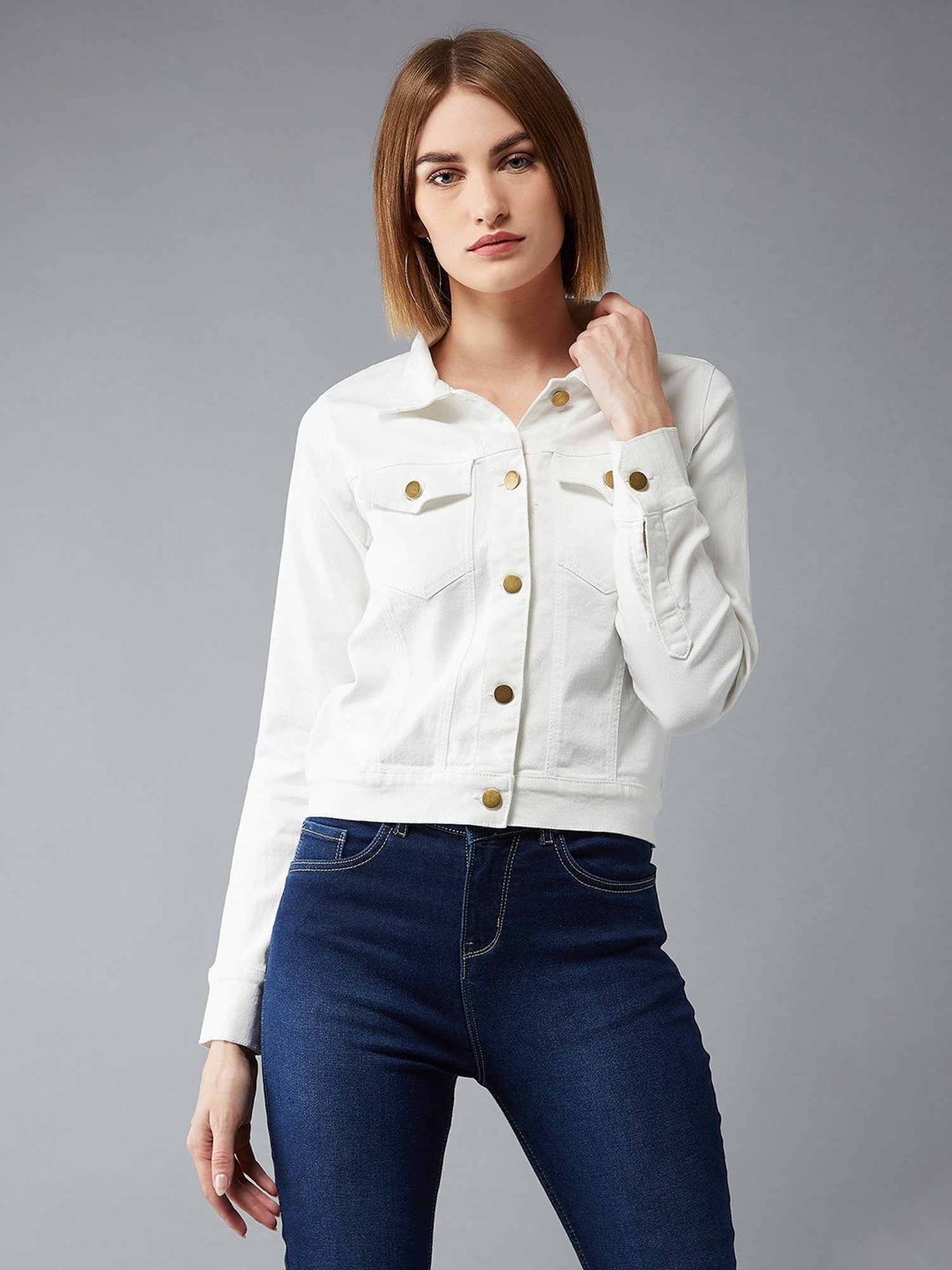 White Denim Jacket - Buy White Denim Jacket online in India