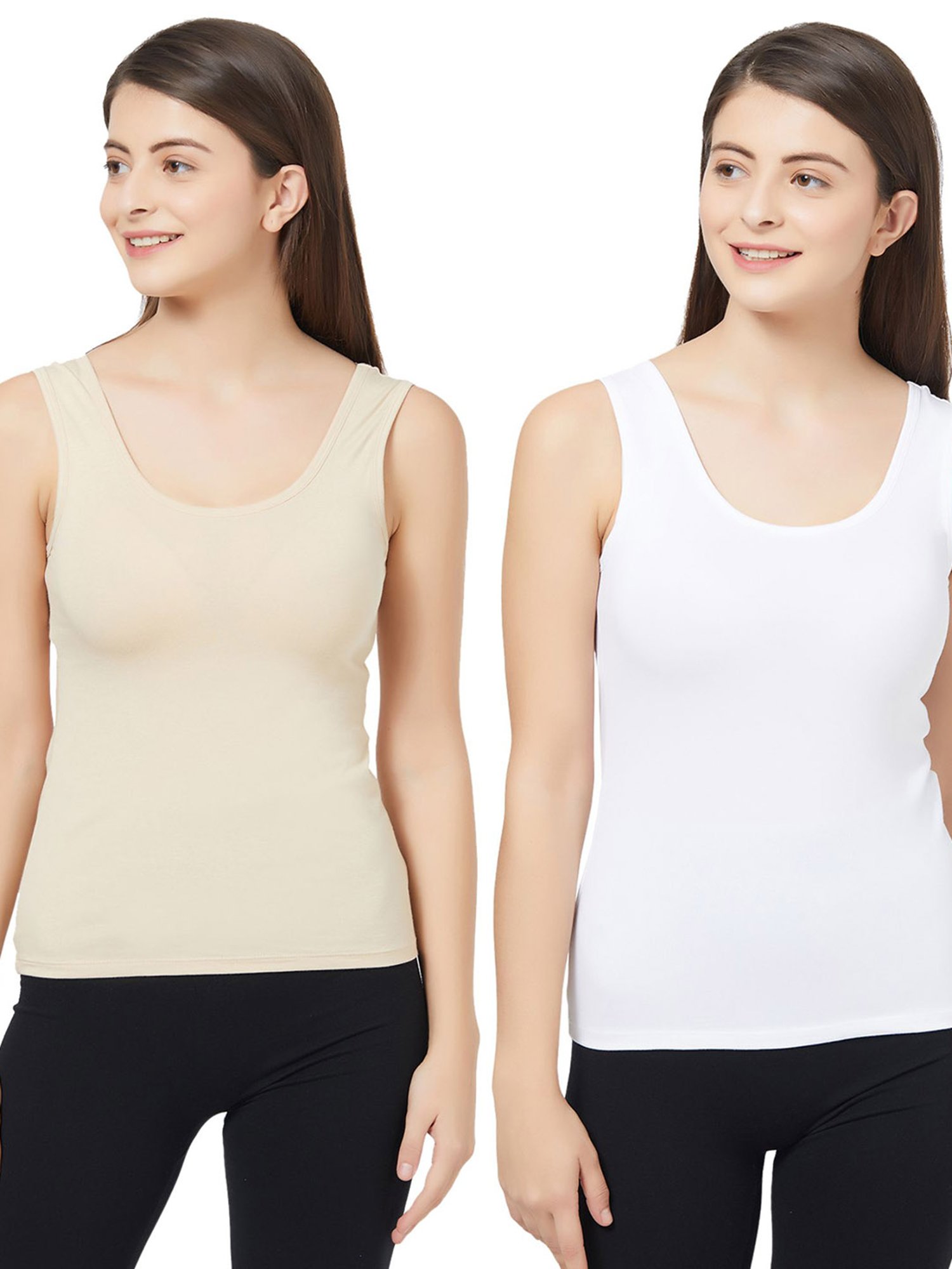 Soie Multicolor Cotton Camisole (Pack Of 2)