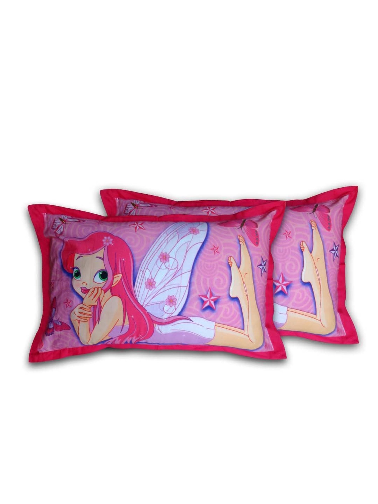 Buy Swayam Pink White Cotton 210 TC Kids Pillow Covers Set of