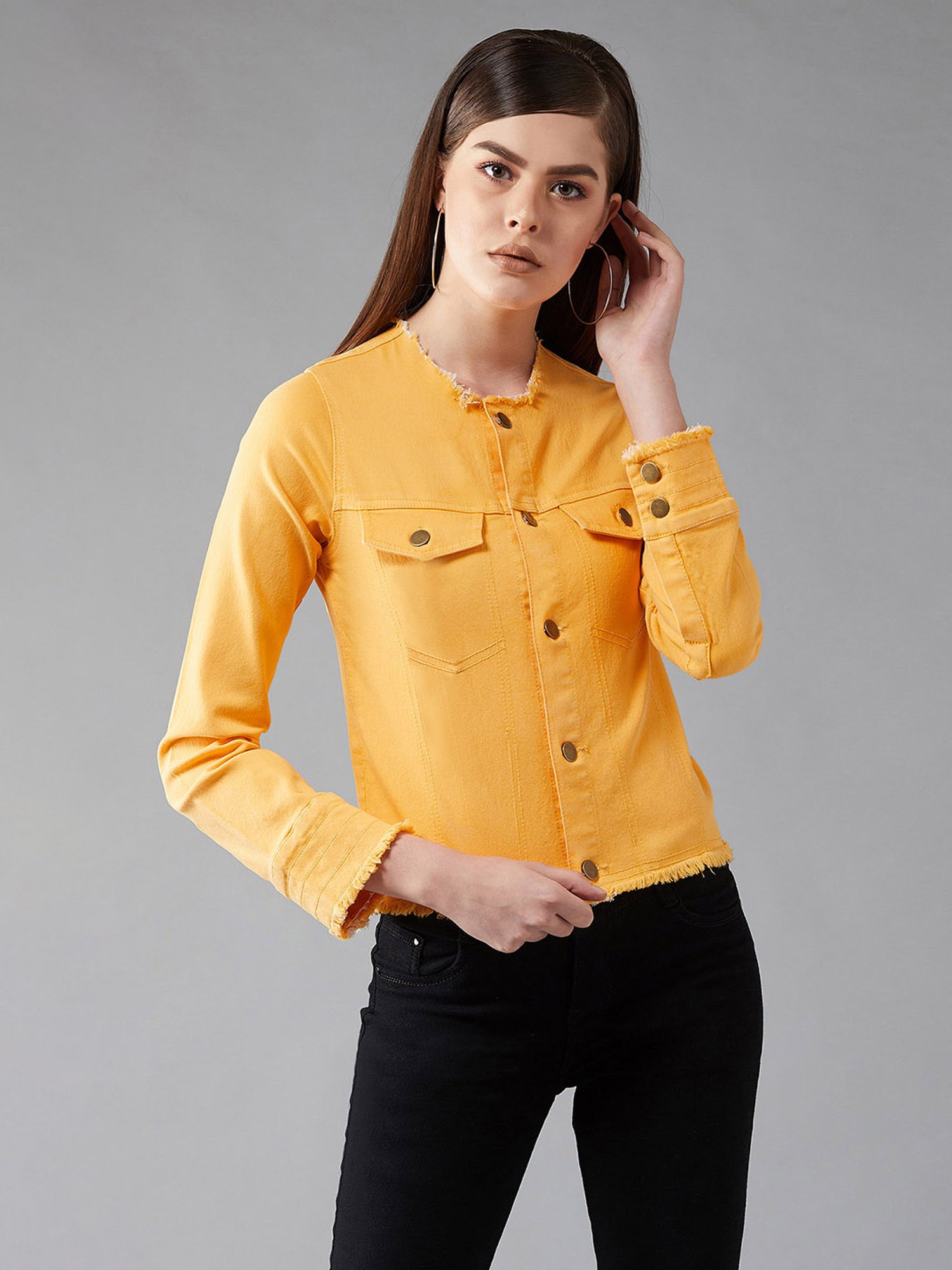 Buy online Button-up Denim Jacket from jackets and blazers and coats for  Women by Sangani for ₹2999 at 0% off | 2024 Limeroad.com
