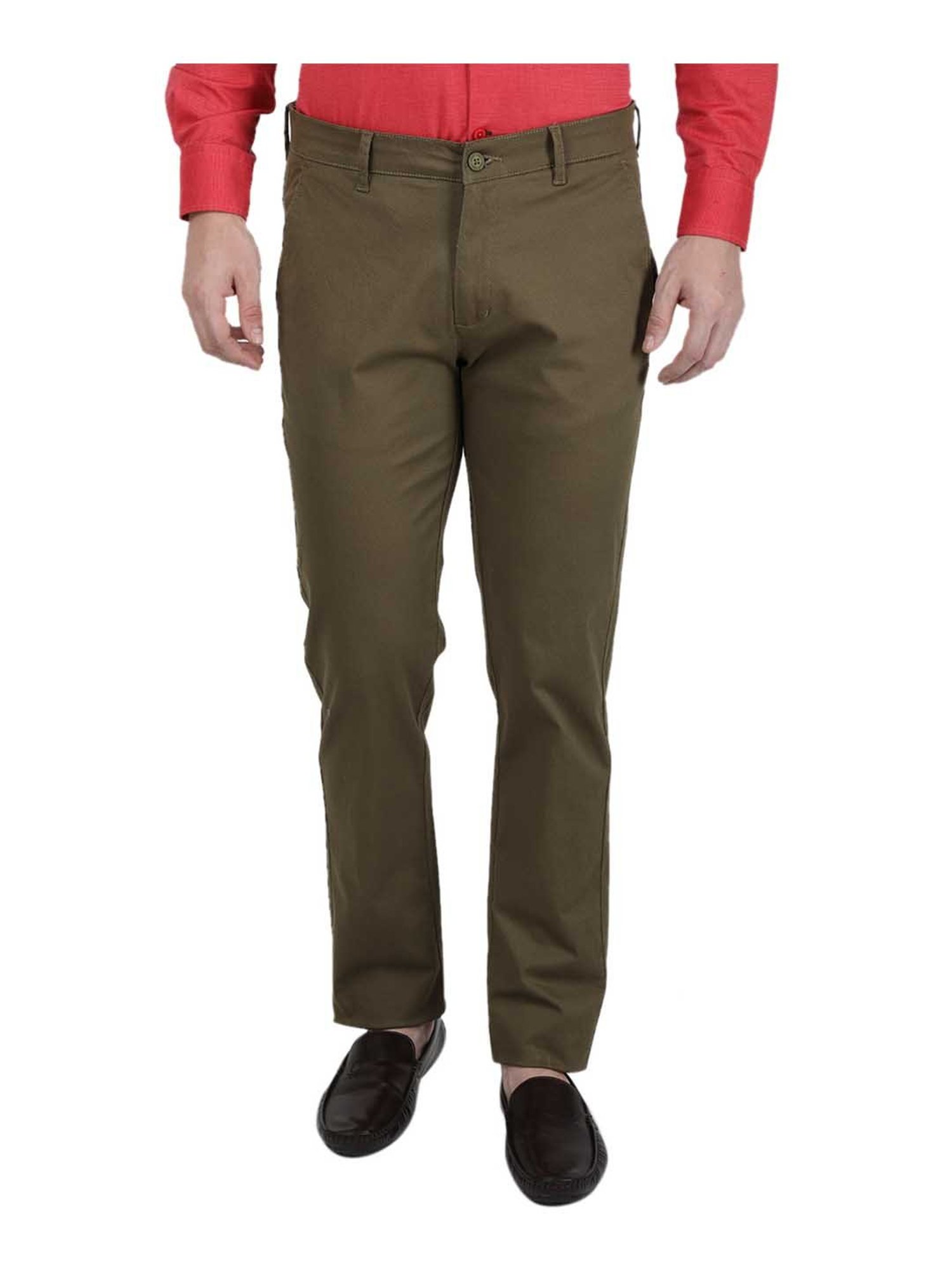 Monte Carlo Casual Trousers  Buy Monte Carlo Men Khaki Solid Cotton Blend  Trouser Online  Nykaa Fashion