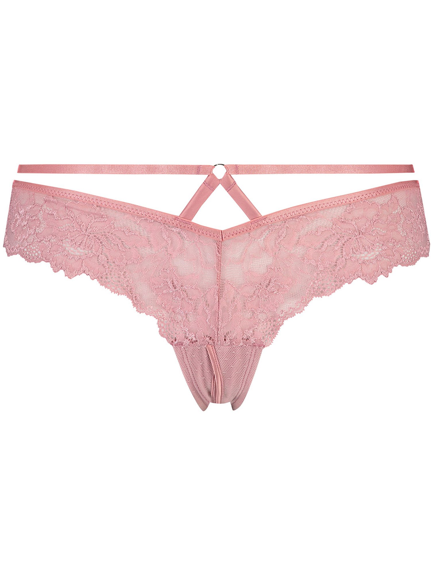 Buy Hunkemoller Pink Lace Sosha Open Brazillian Knickers for