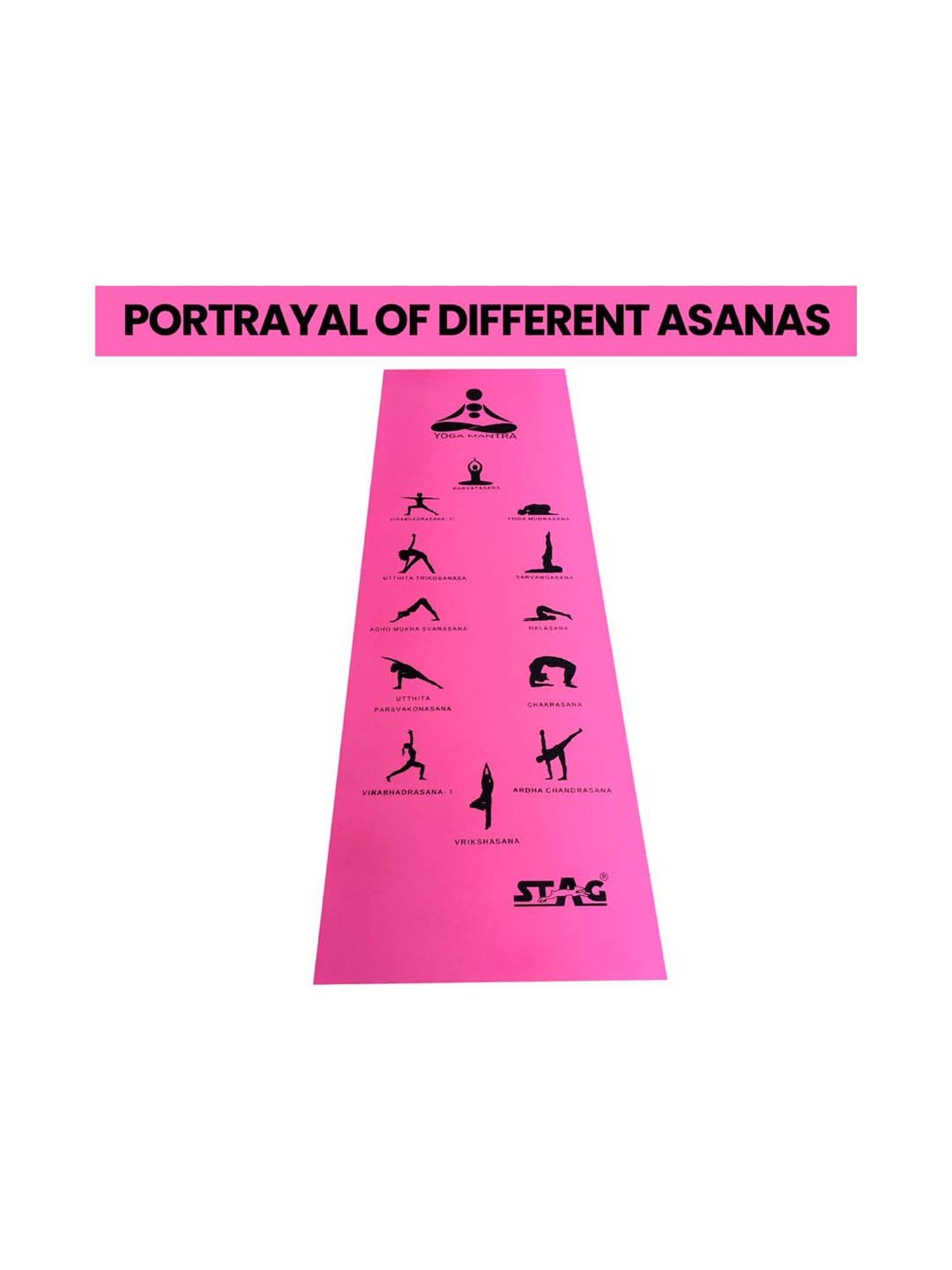 Stag International Pink Yoga Mantra Asana Mat With Bag for Men and Women