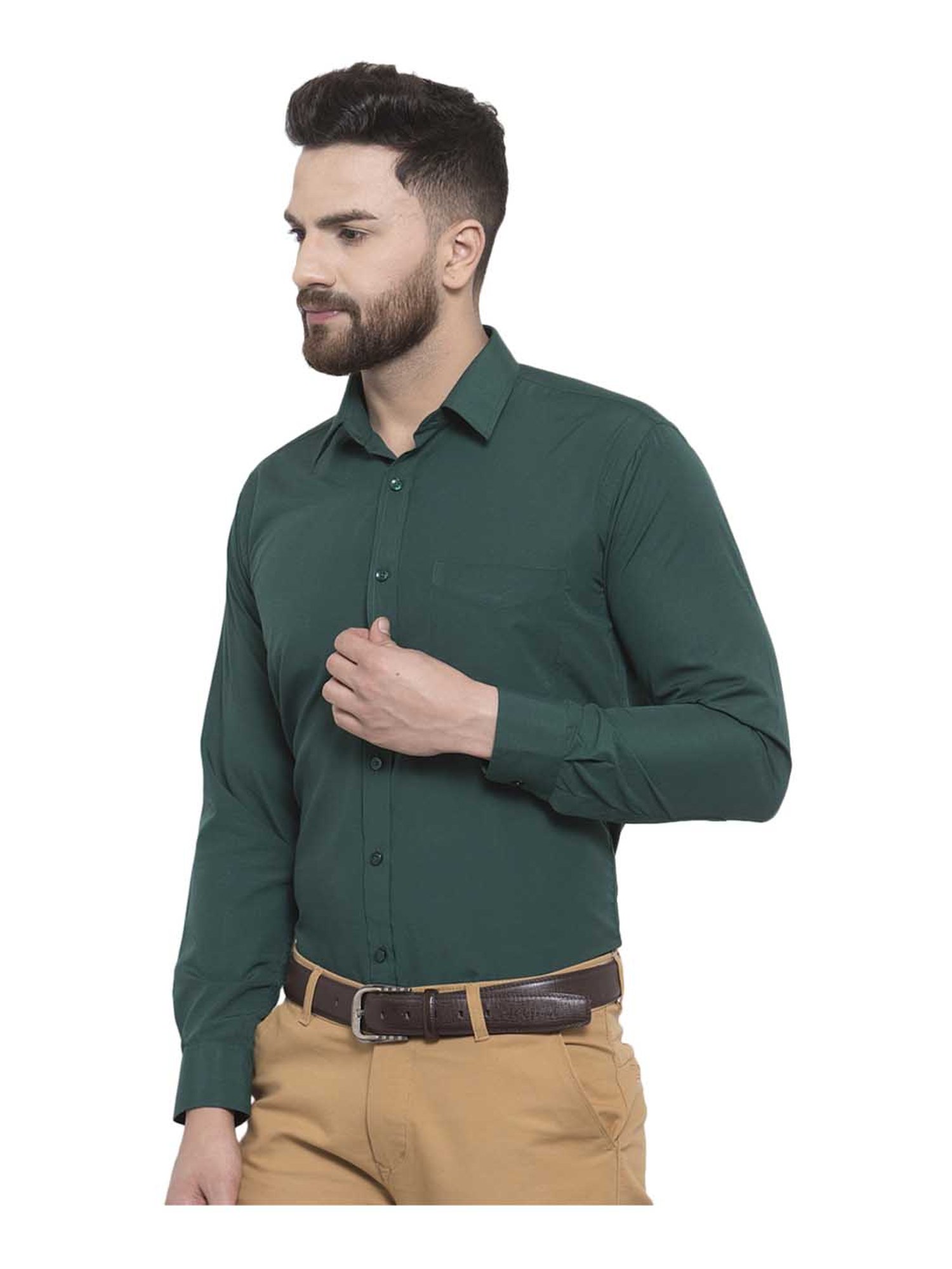 English Navy Dark Green Slim Fit Shirt 