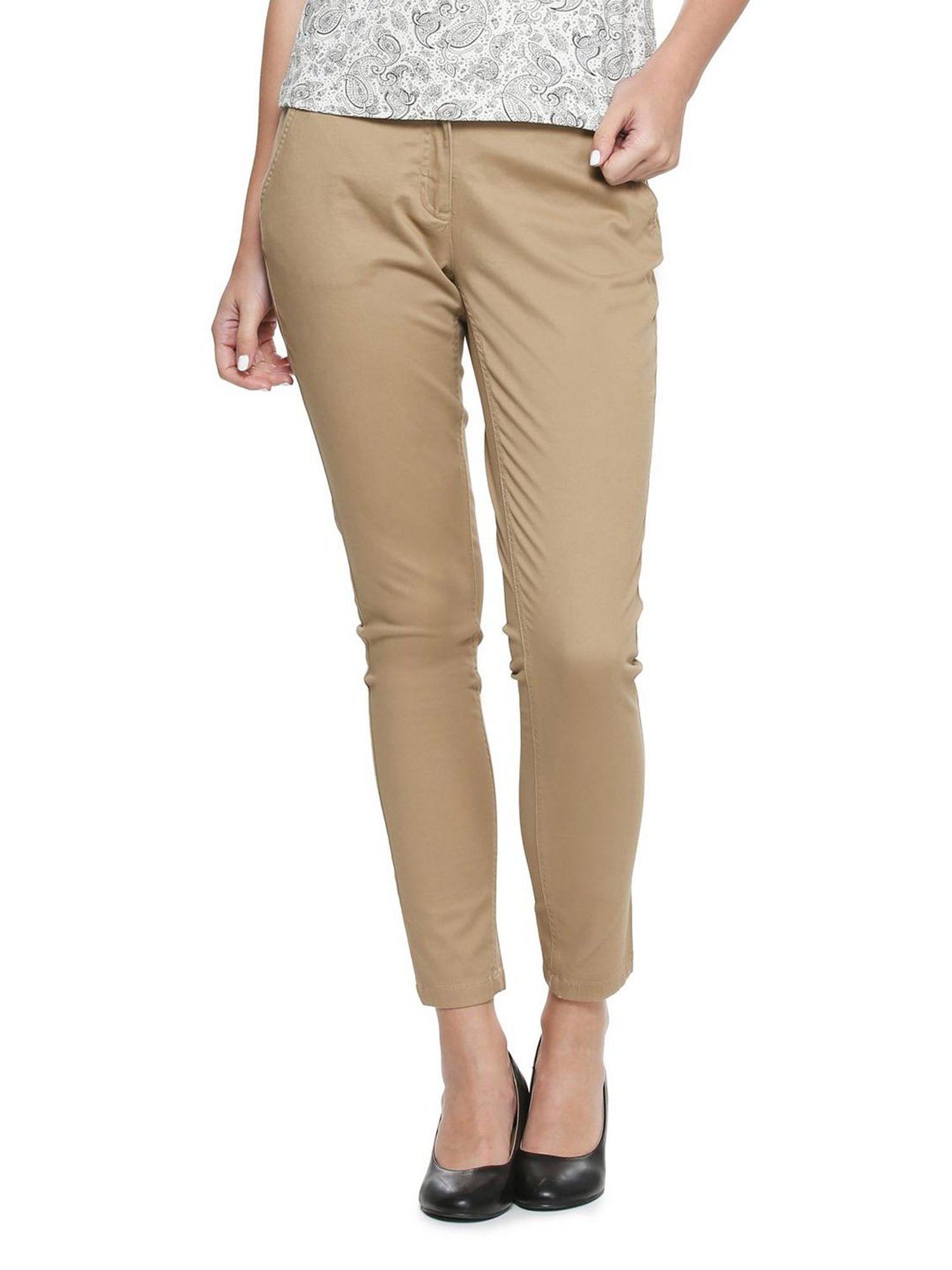 Buy Elendra Women Cotton Bootcut Trousers Pant Wide Leg Beige at Amazonin