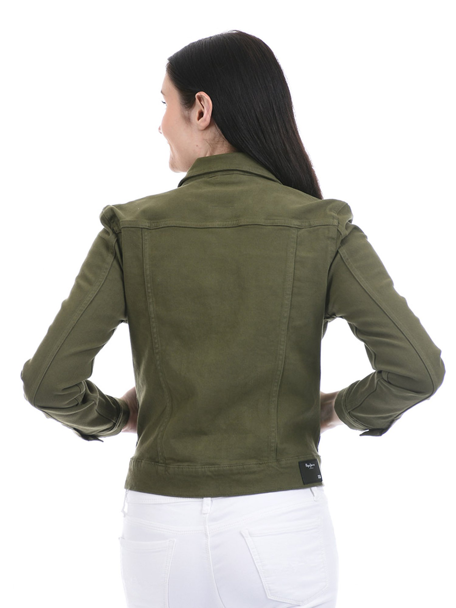 Buy Style Quotient Olive Green Solid Denim Jacket online
