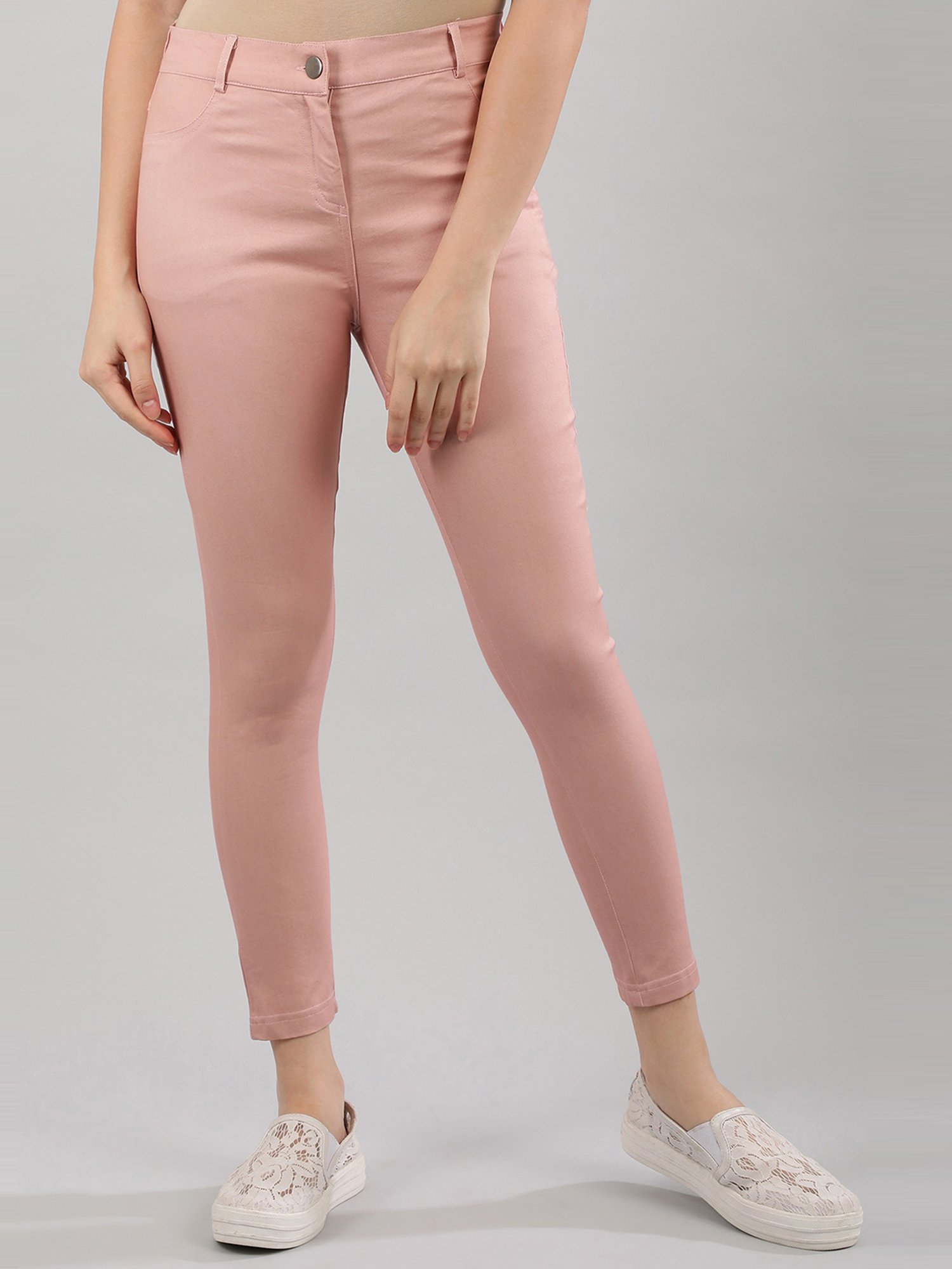 Buy Aurelia Pink Mid Rise Jeggings for 