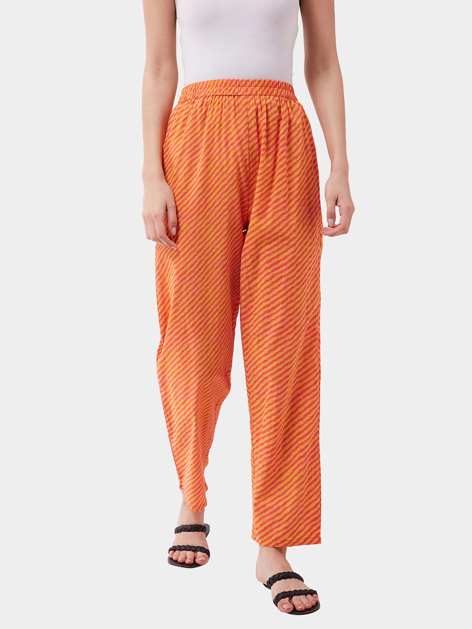 Orange and cheap black striped pants