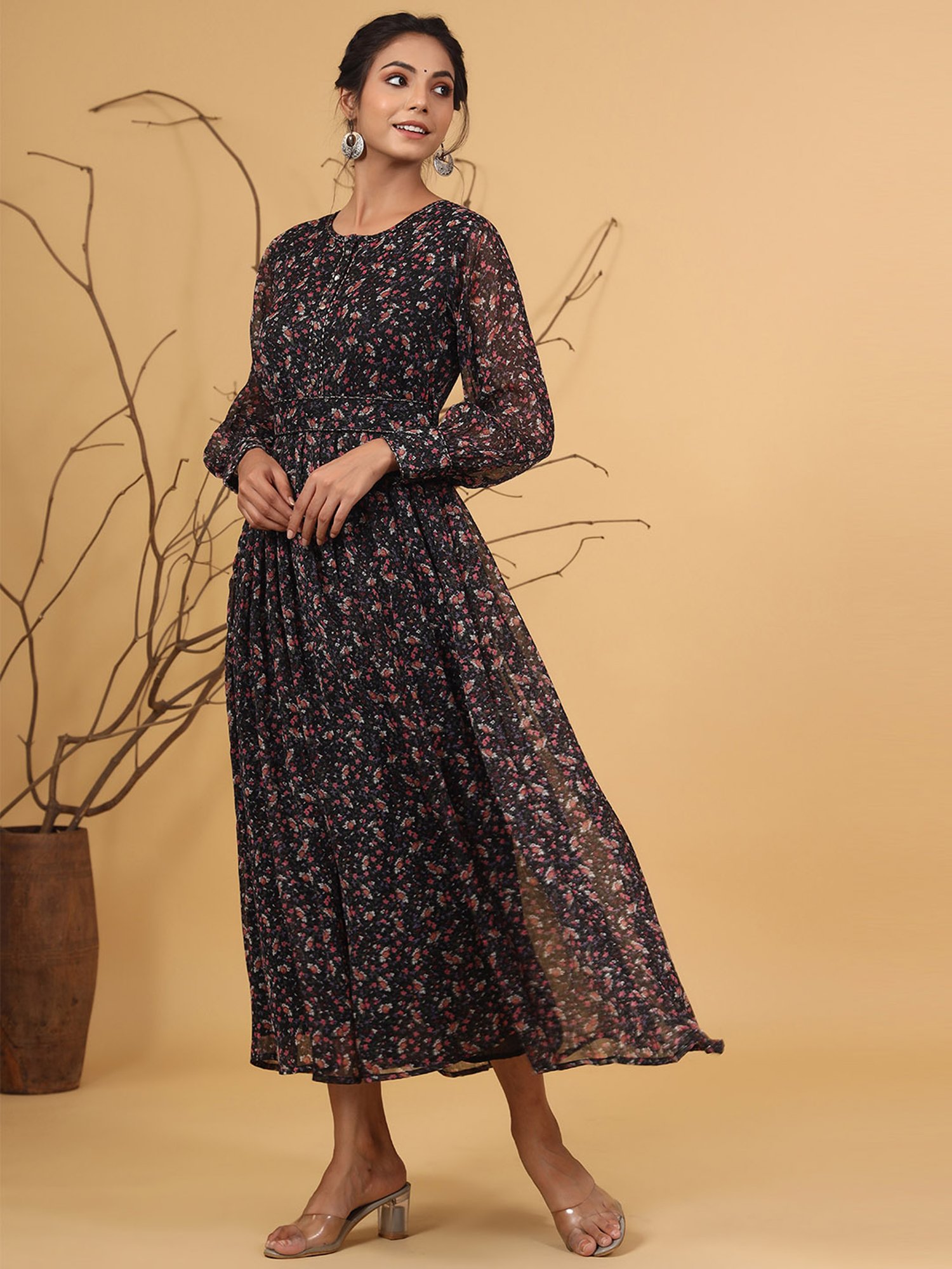 Buy Juniper Black Printed Maxi Dress for Women Online @ Tata CLiQ