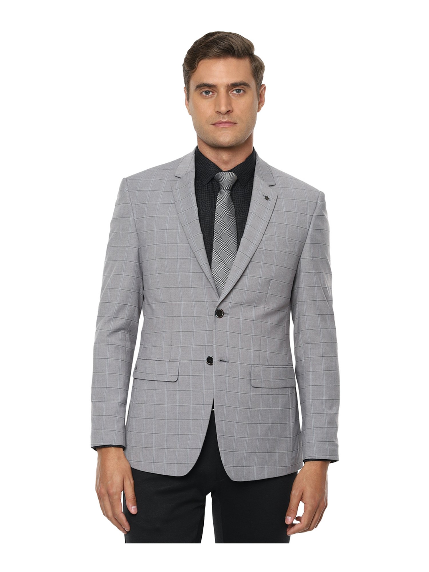 Buy LOUIS PHILIPPE Grey Textured Polyester Viscose Slim Fit Men's Formal  Suit