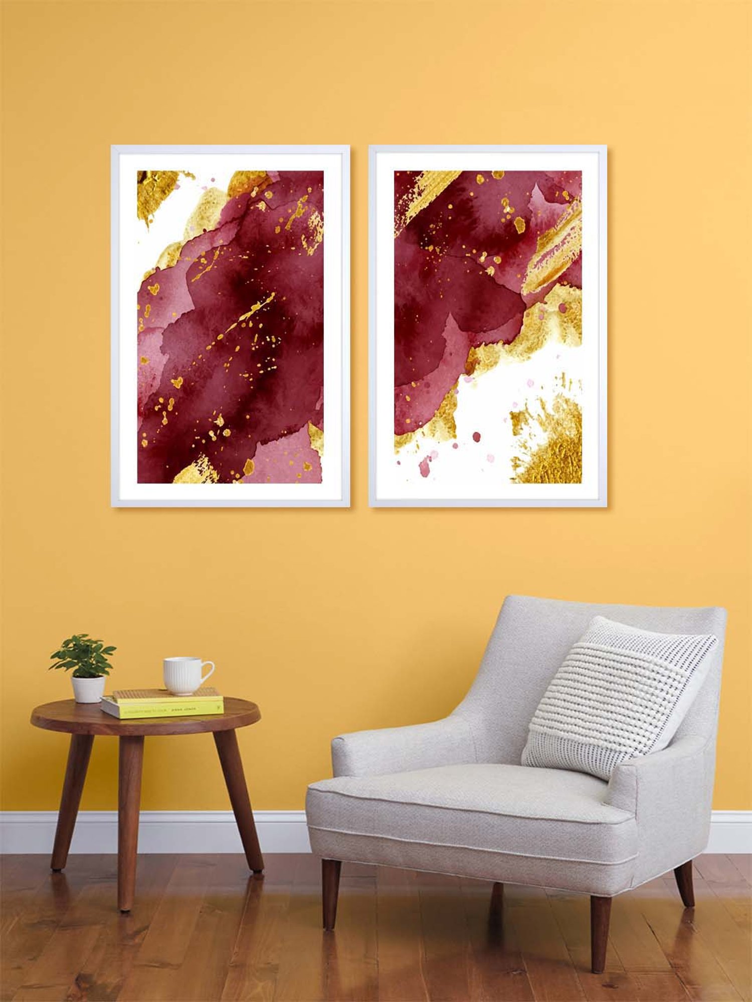 burgundy abstract wall art