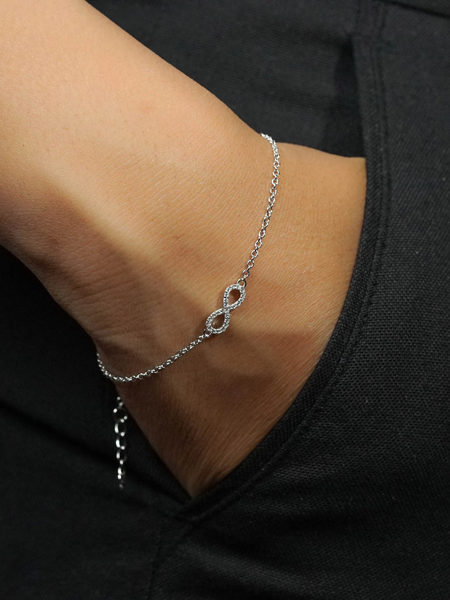 Silver Bracelet, Infinity Bracelet, Cubic Zirconia, Handmade Bracelet,  Dainty Bracelet, Chain Bracelet, Sister Bracelet, Simple Bracelet - Etsy UK  | Infinity bracelet, Silver infinity bracelets, Dainty bracelets