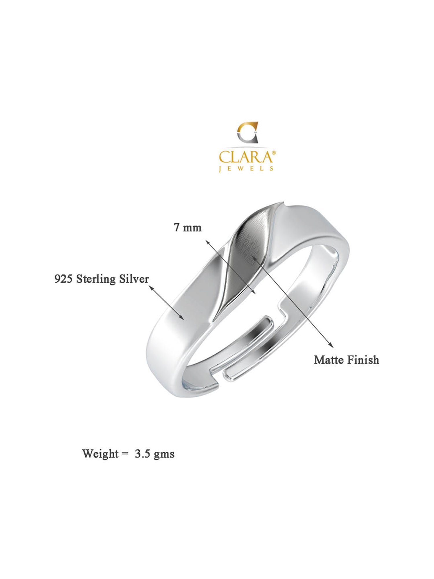 Buy CLARA Pure 925 Sterling Silver Spade Adjustable Ring Gift for Men and  Boys Online