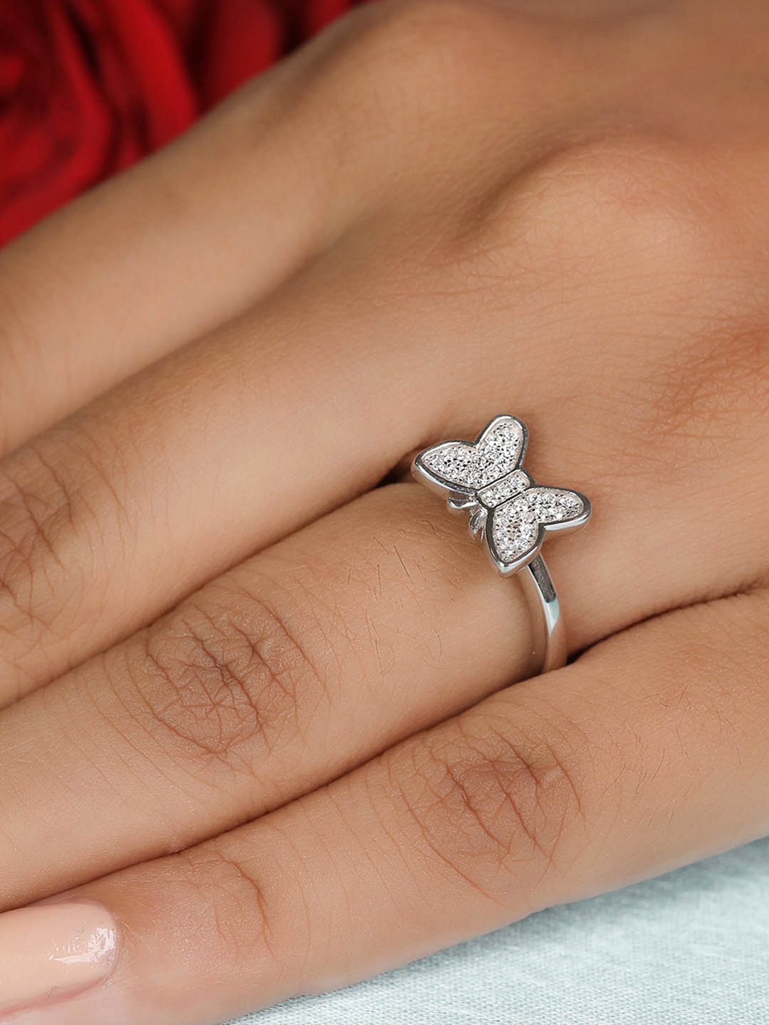 White Gold & Diamond Butterfly Ring – KALLATI