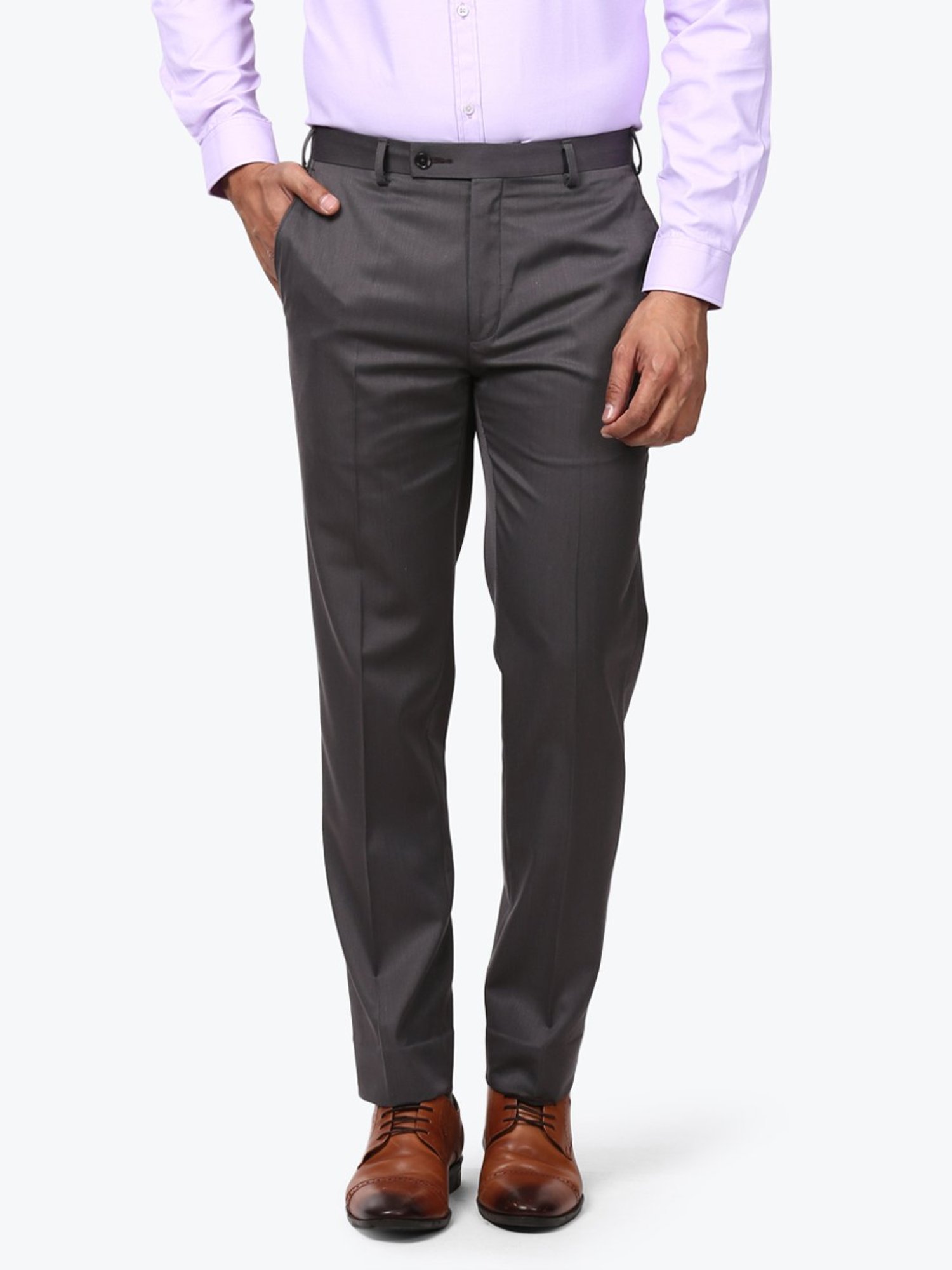 Buy INDIAN TERRAIN Solid Cotton Blend Slim Fit Mens Casual Trousers   Shoppers Stop