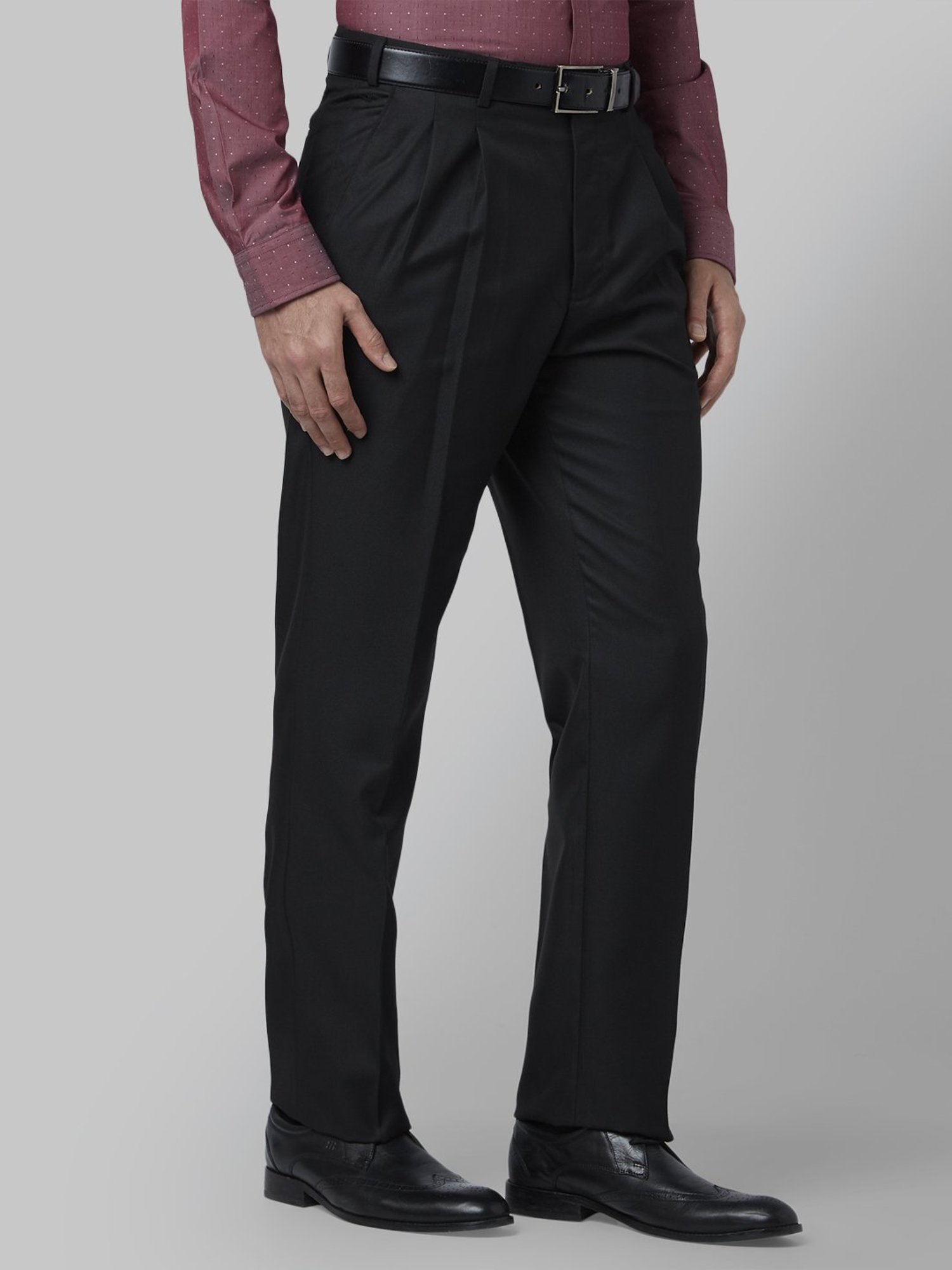Buy Park Avenue Blue Regular Fit Pleated Trousers for Men's Online @ Tata  CLiQ