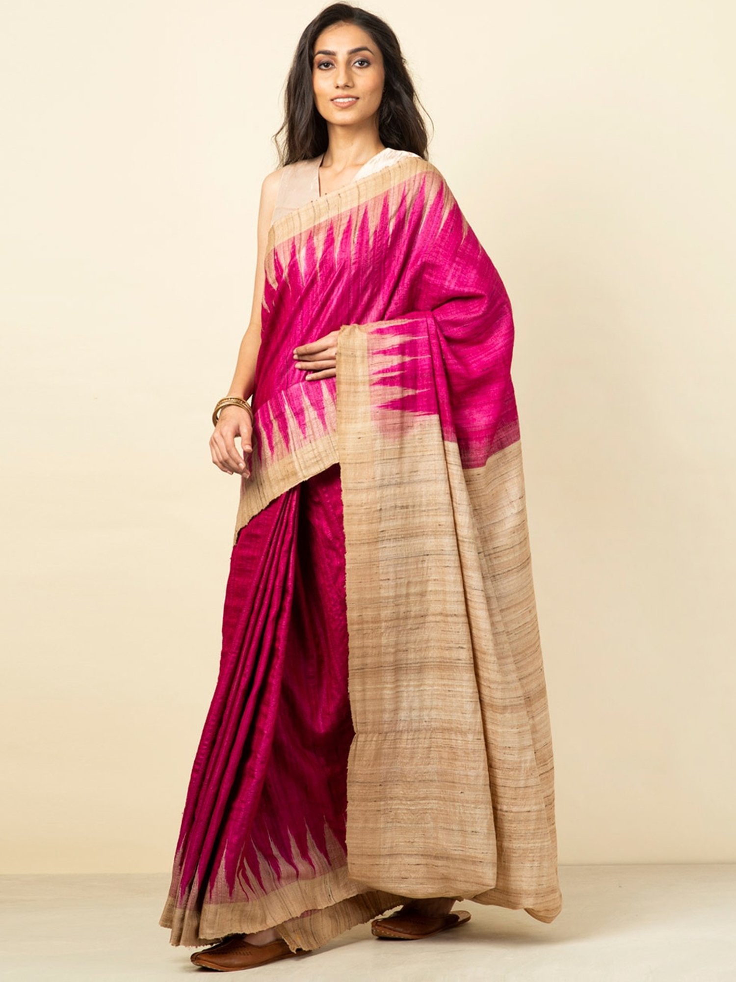 Buy Fabindia Silk Tussar Block Print Sari online