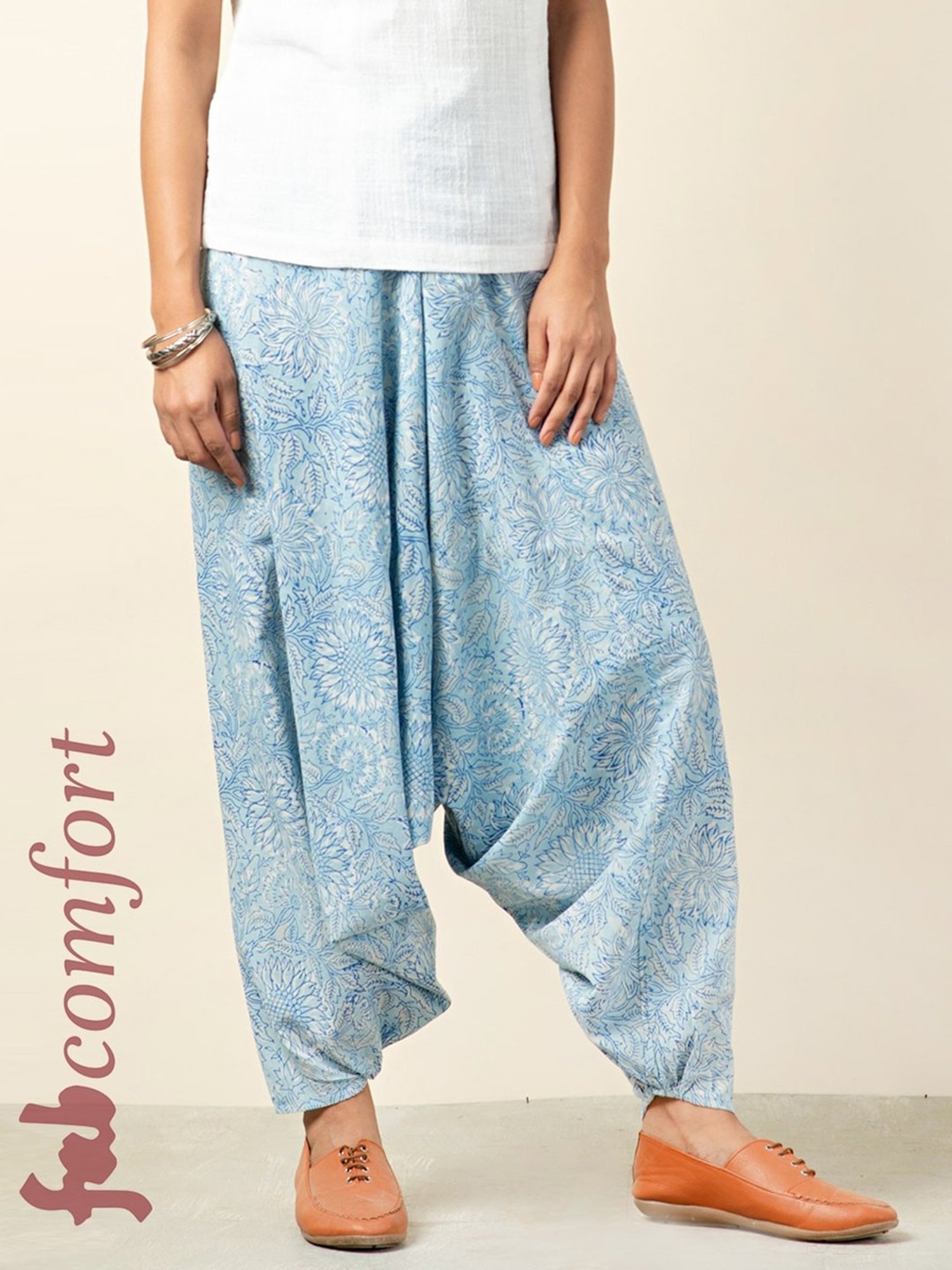 Biba Bottoms Pants and Trousers  Buy Biba Teal Viscose Art Silk Harem Pants  Online  Nykaa Fashion