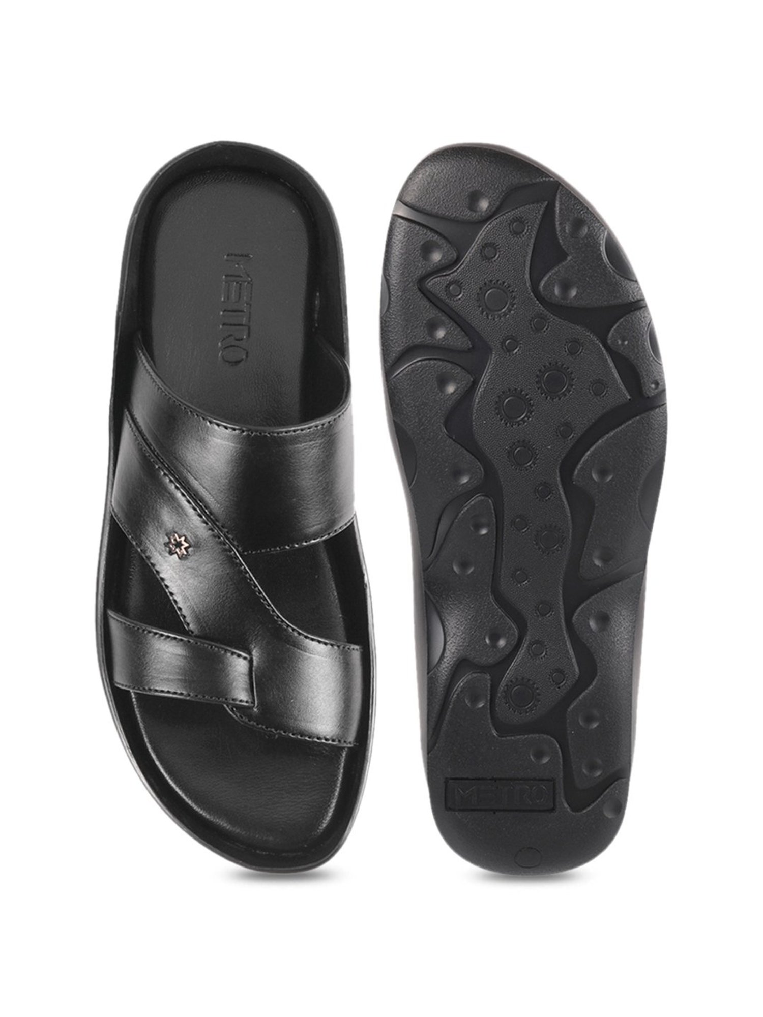 Buy Men Black Casual Slippers Online | SKU: 16-432-11-40-Metro Shoes