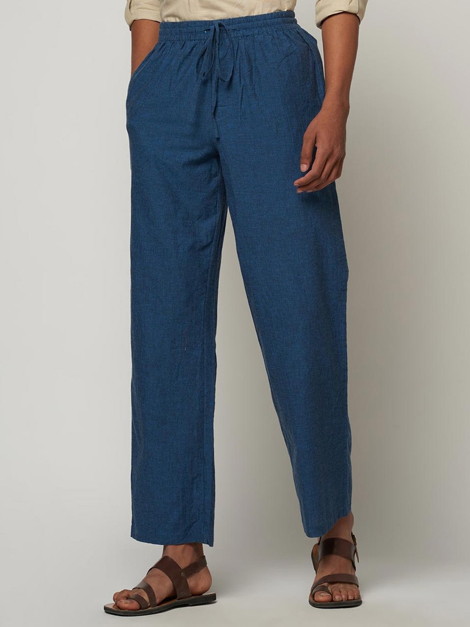 Buy Bewakoof Beige Cotton Regular Fit Drawstring Trousers for Mens Online   Tata CLiQ