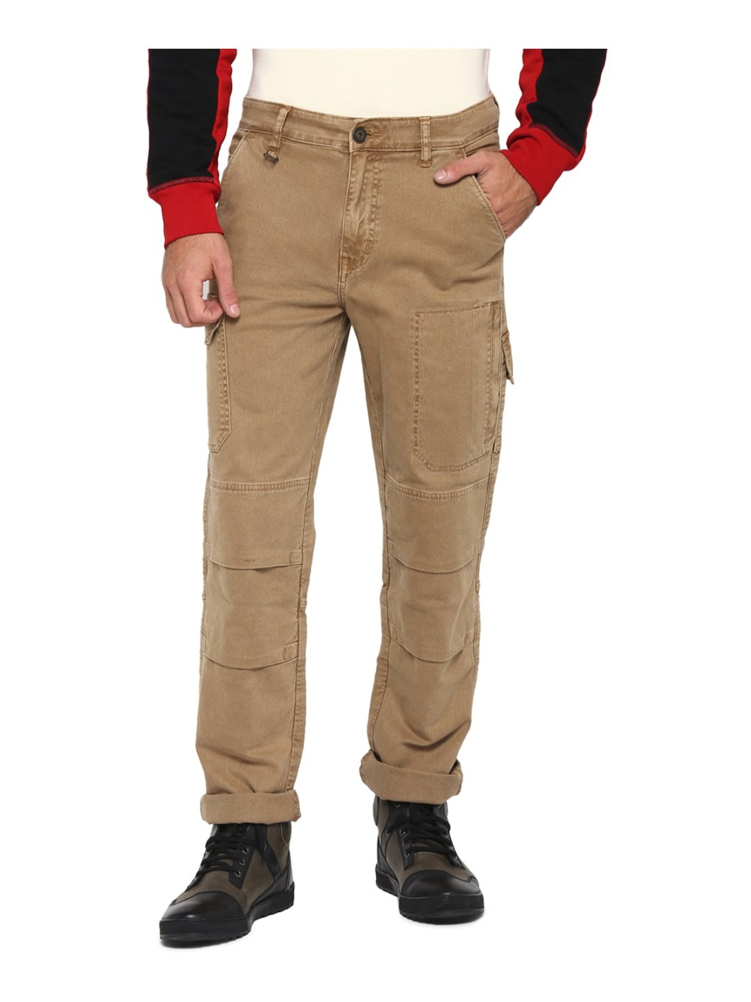 Buy ROYAL ENFIELD Brown Solid Cotton Regular Fit Mens Casual Trousers   Shoppers Stop