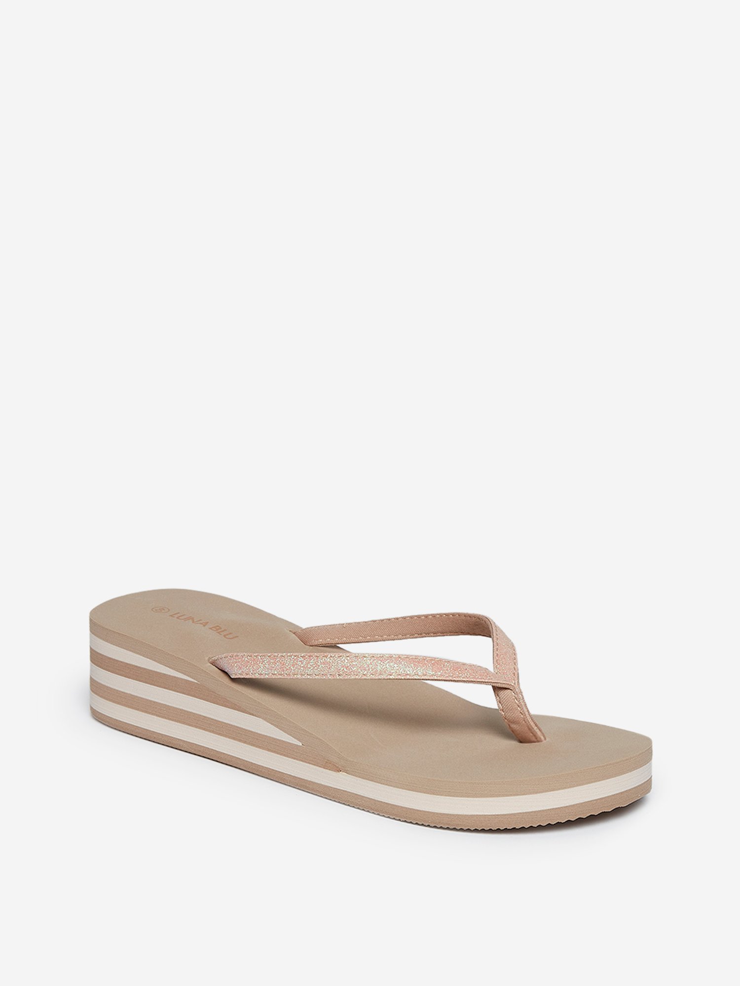 LUNA BLU by Westside Beige Wedge Heel Flip-Flops