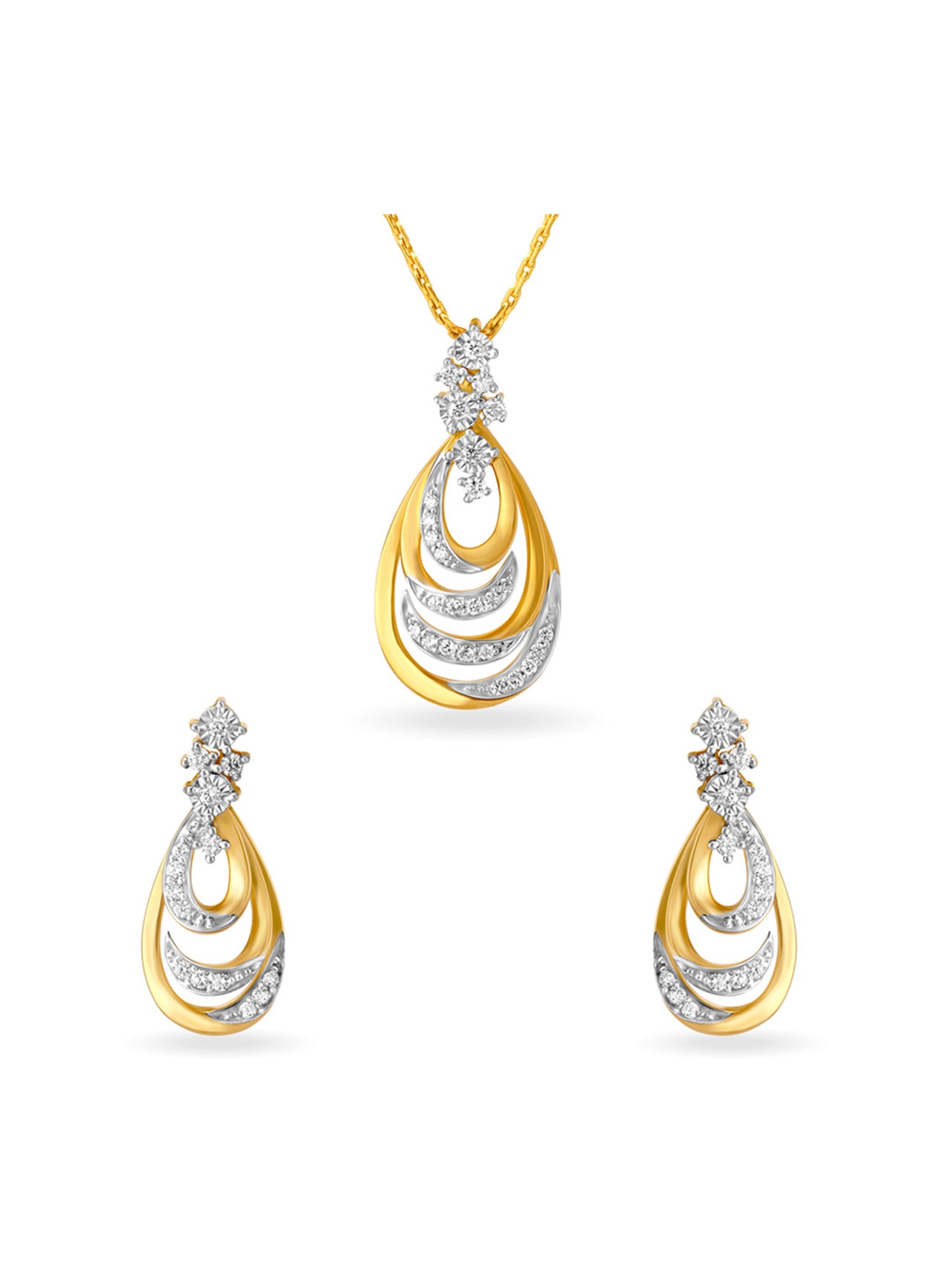 Stunning Diamond Pendant and Earrings Set