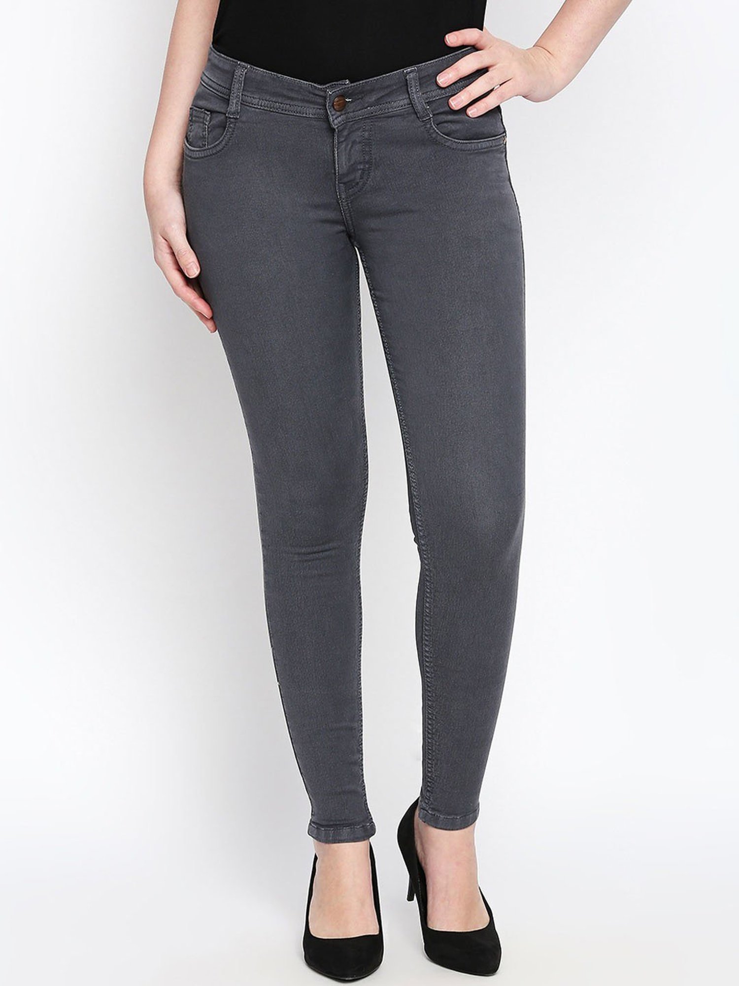 Buy Dark Grey Jeans & Jeggings for Women by DNMX Online | Ajio.com